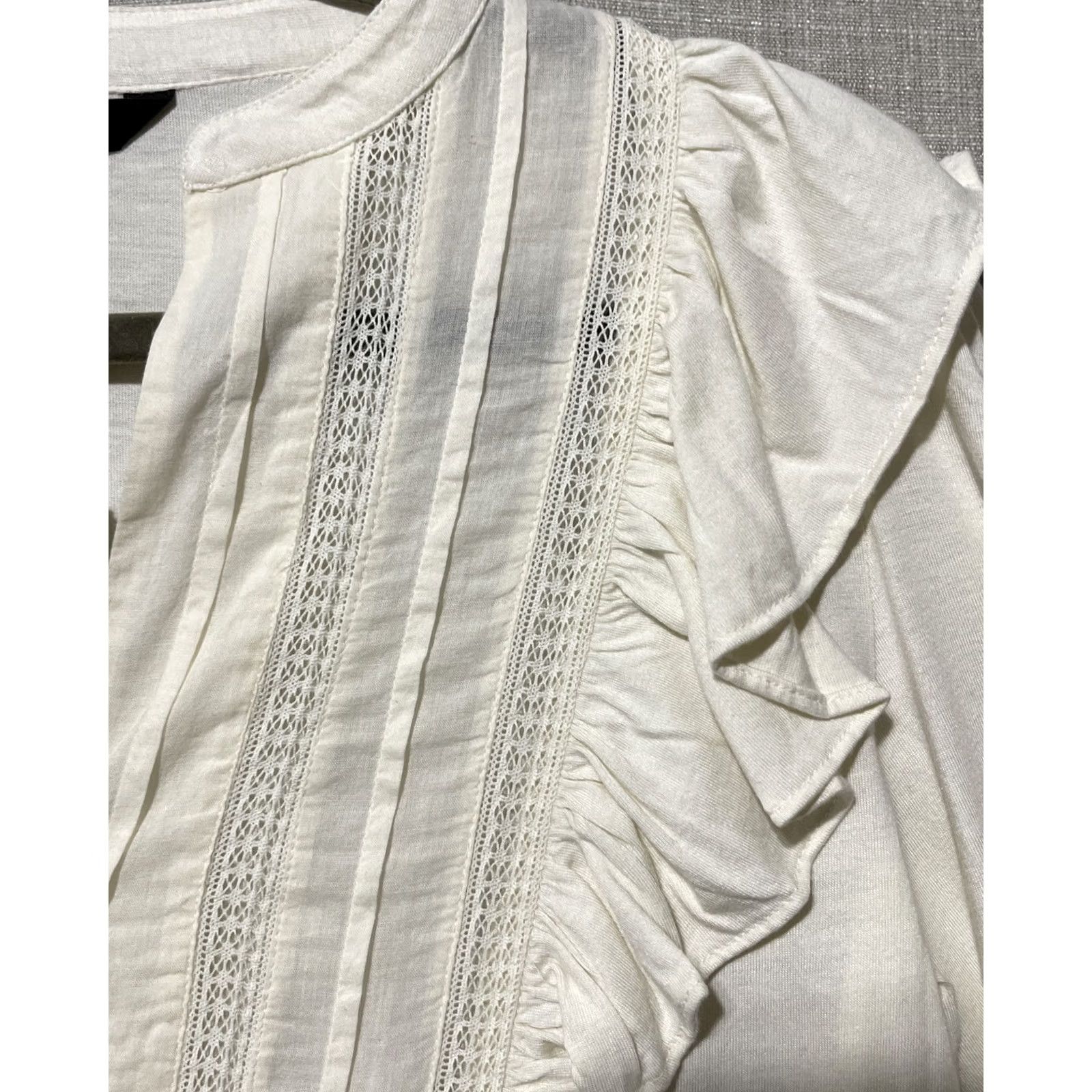 Ralph Lauren Lauren Ralph Top Womens S Ivory Cream Ruffle Victorian Coquette Boho Chic NEW Size S / US 4 / IT 40 - 4 Thumbnail