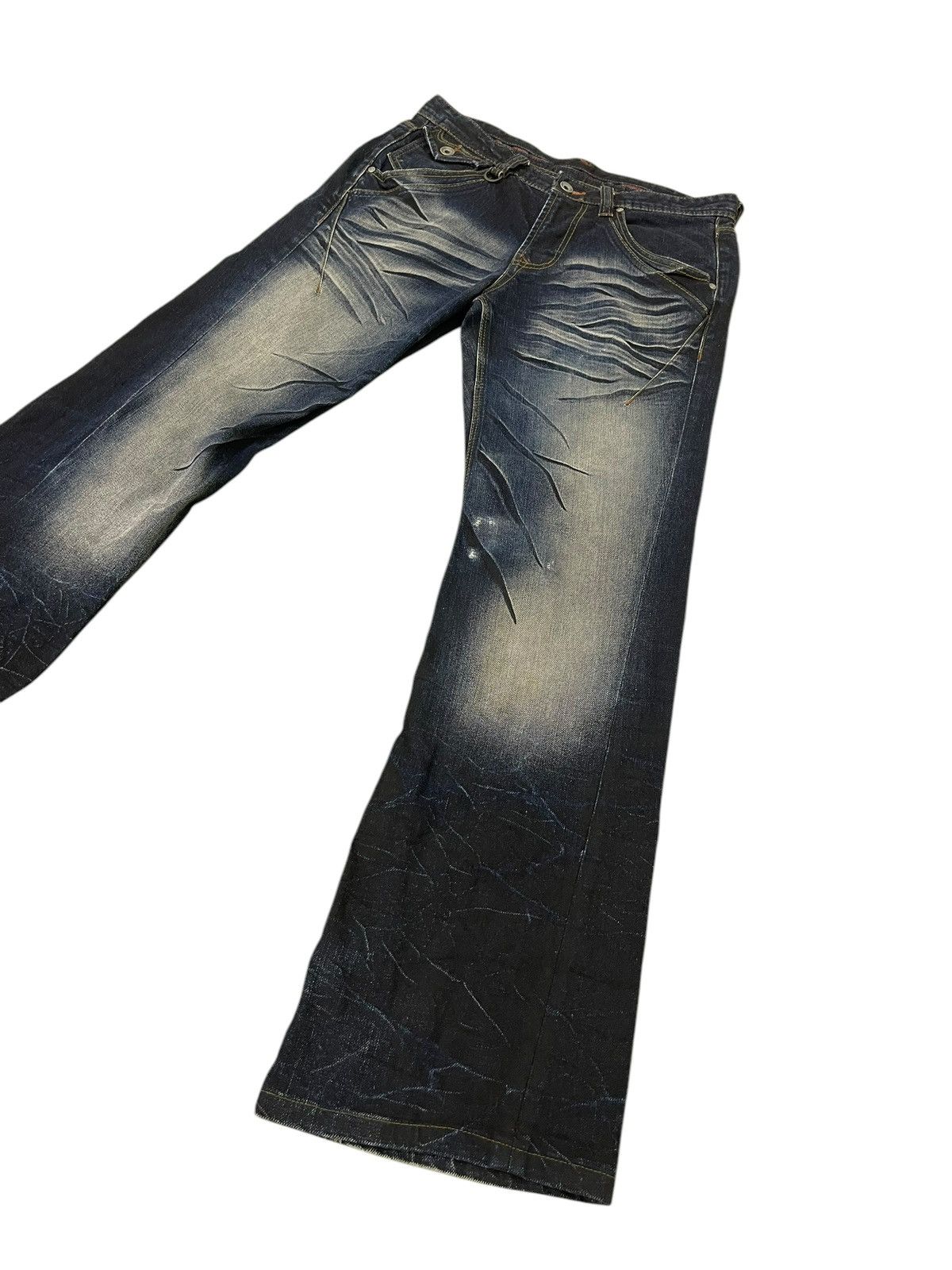 Japanese Brand Flare Jeans Nicole Club Faded Clawmark Boot Cut 2🟦 Size US 31 - 3 Thumbnail
