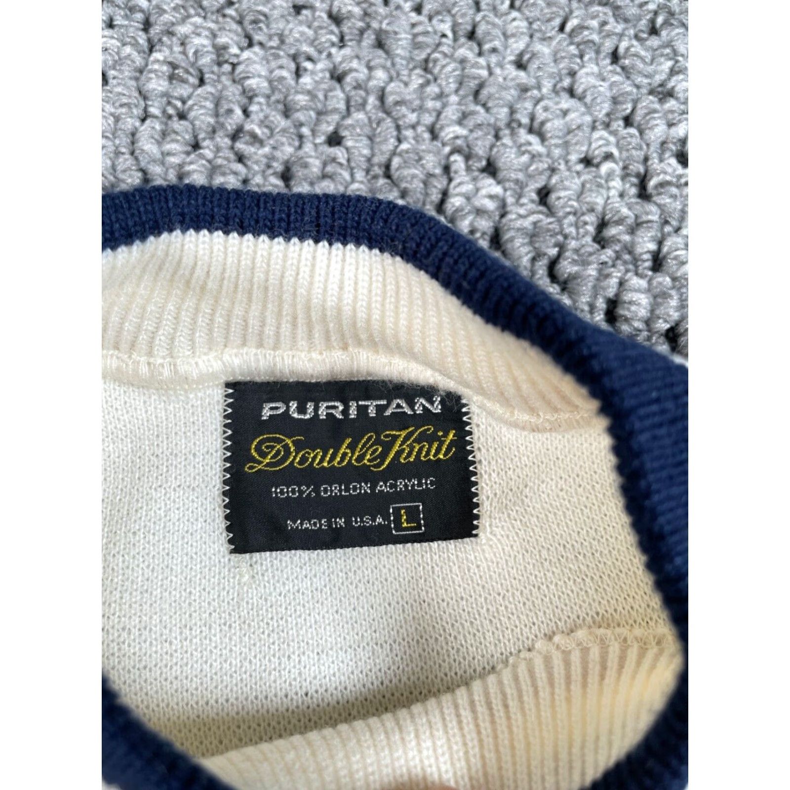Vintage VINTAGE Puritan Crewneck Sweater Adult Large Ivory Chunky-Knit 80s Mens Size US L / EU 52-54 / 3 - 3 Thumbnail