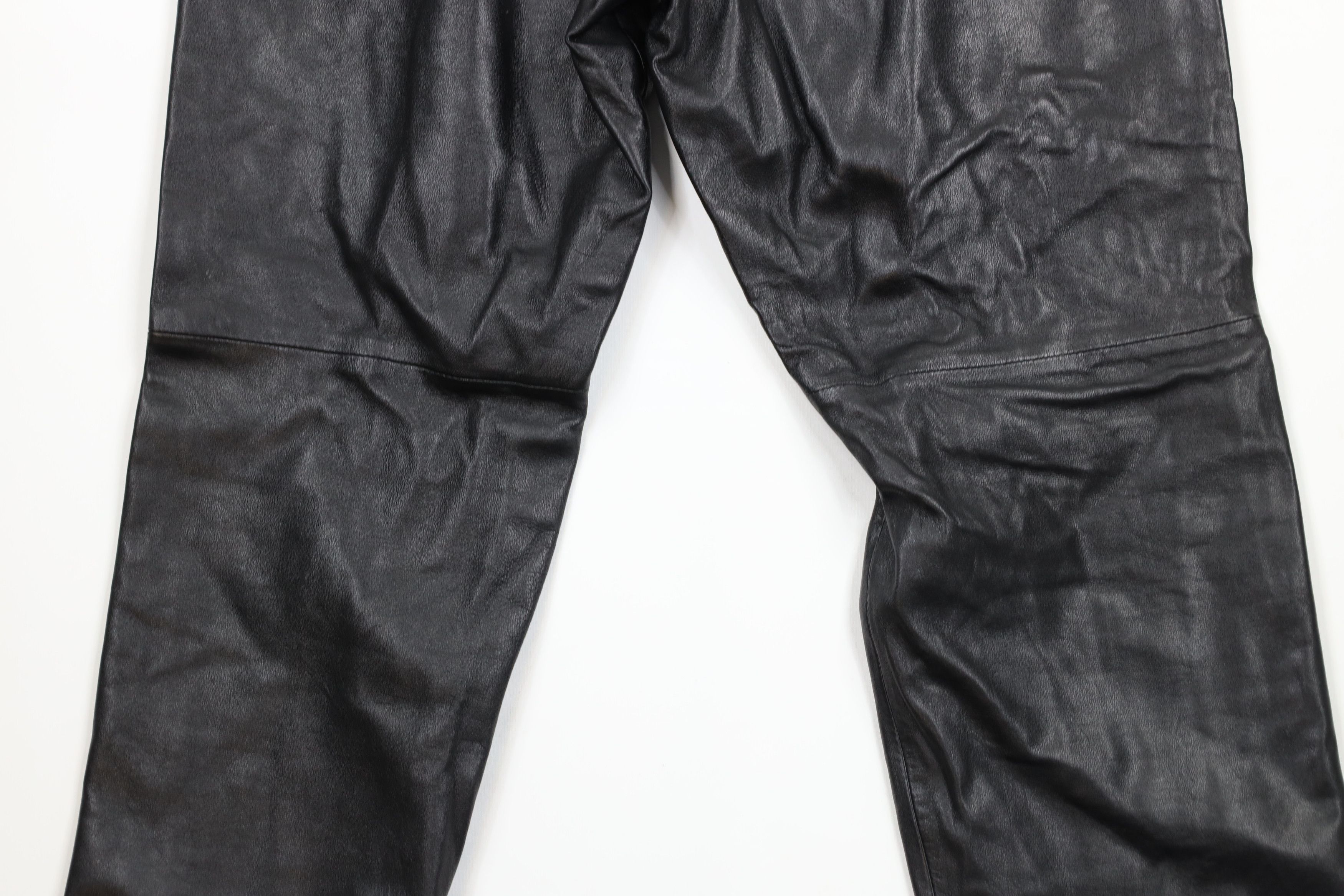 Vintage Vintage 90s Streetwear Faded Leather Motorcycle Pants Black Size 36" / US 14 / IT 50 - 11 Thumbnail