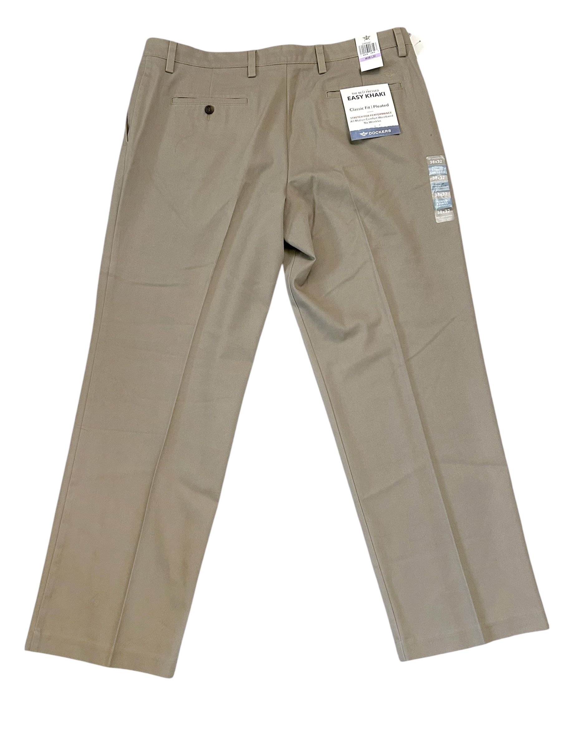 Dockers Dockers Size 38x32 Classic Fit Pleated Front Pants Beige Size US 38 / EU 54 - 2 Thumbnail