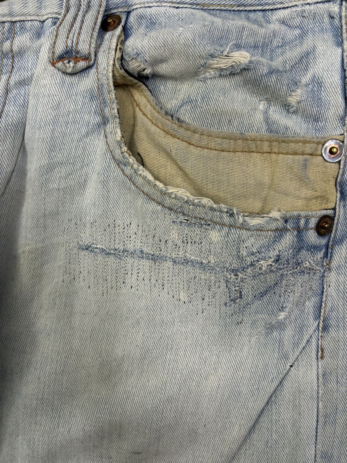 If Six Was Nine Vintage Japanese Brand Mud Wash Flare Fray Leg Grunge Jeans Size US 32 / EU 48 - 6 Thumbnail