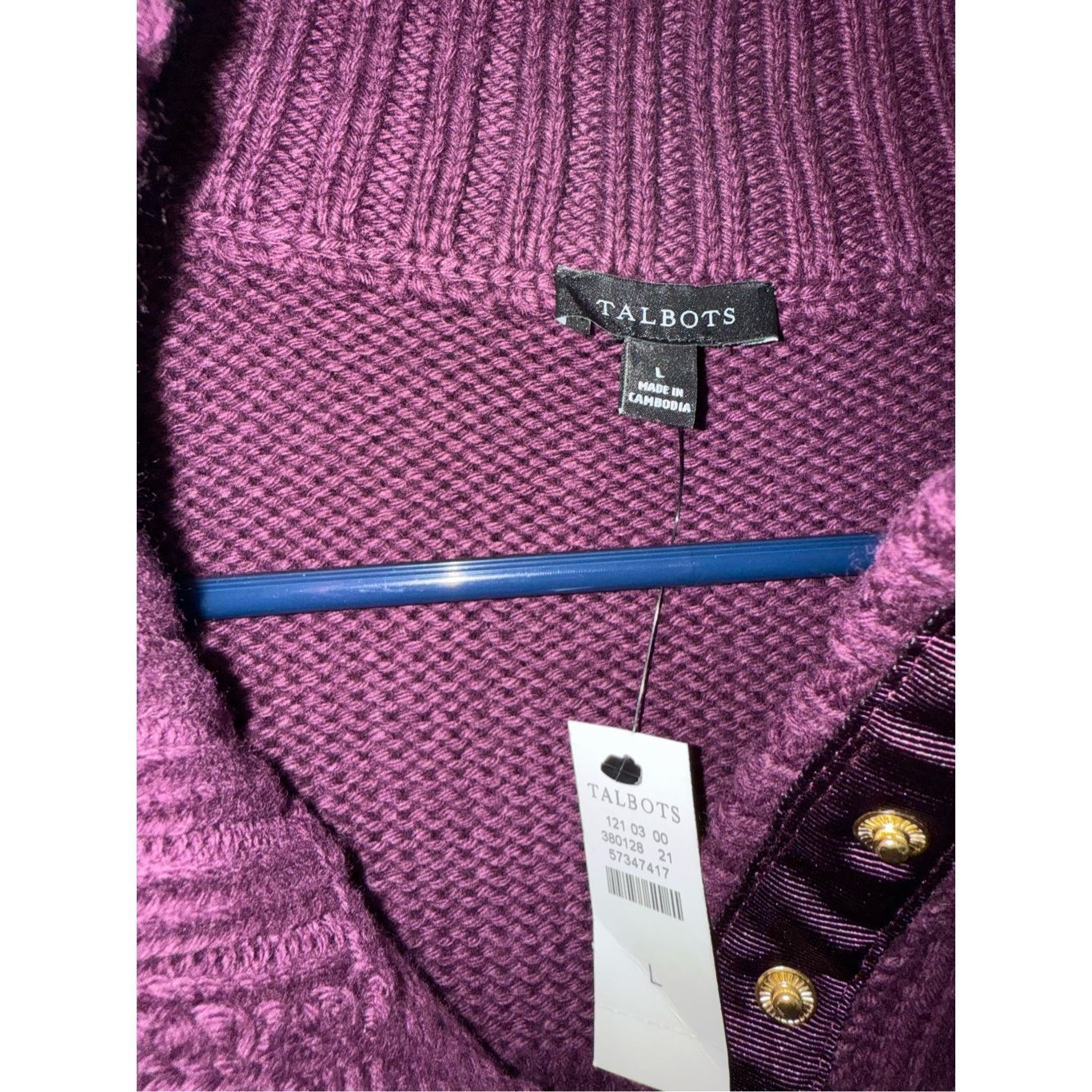 Other Talbots NWT TEXTURE STITCH SNAP MOCKNECK SWEATER sz L Size L / US 10 / IT 46 - 4 Thumbnail