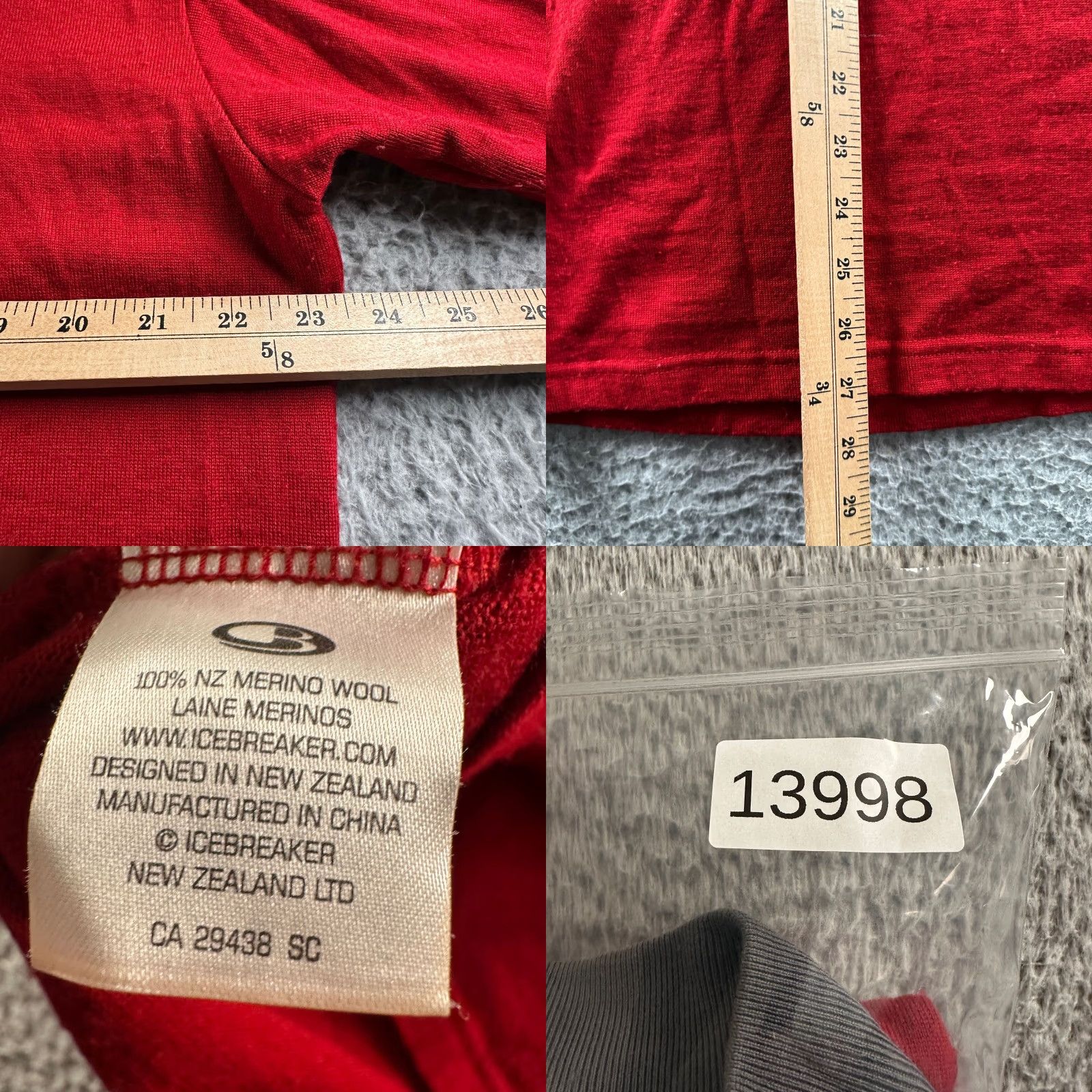 Icebreaker Icebreaker Pullover Mens XL Merino Sport320 Red Gray 1/4 Zip Long Sleeve Thermal Size US XL / EU 56 / 4 - 8 Thumbnail