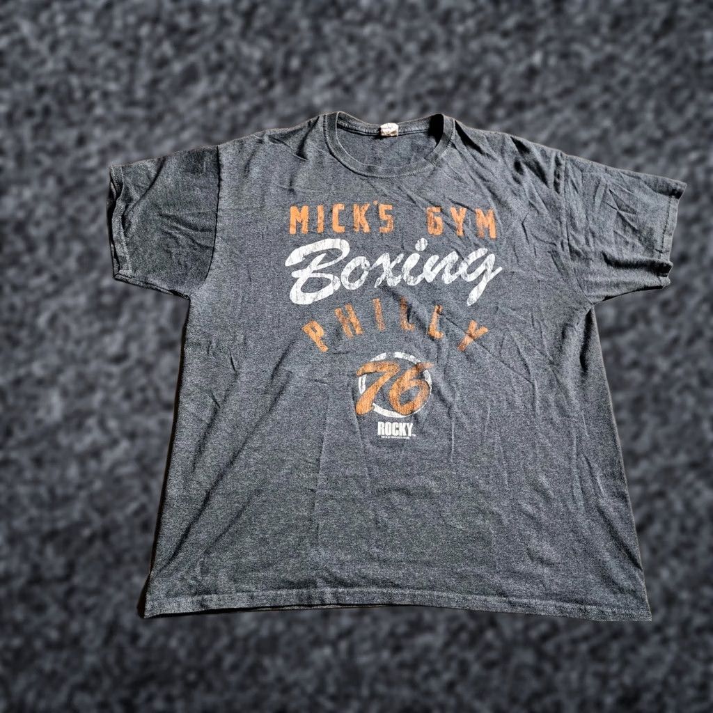 Jerzees Mens XL JERZEES T Shirt Gray Rocky Micks Philadelphia PA Boxing Movie Distressed Crew Neck Short Sleeve Vintage: No Size US XL / EU 56 / 4 - 1 Thumbnail
