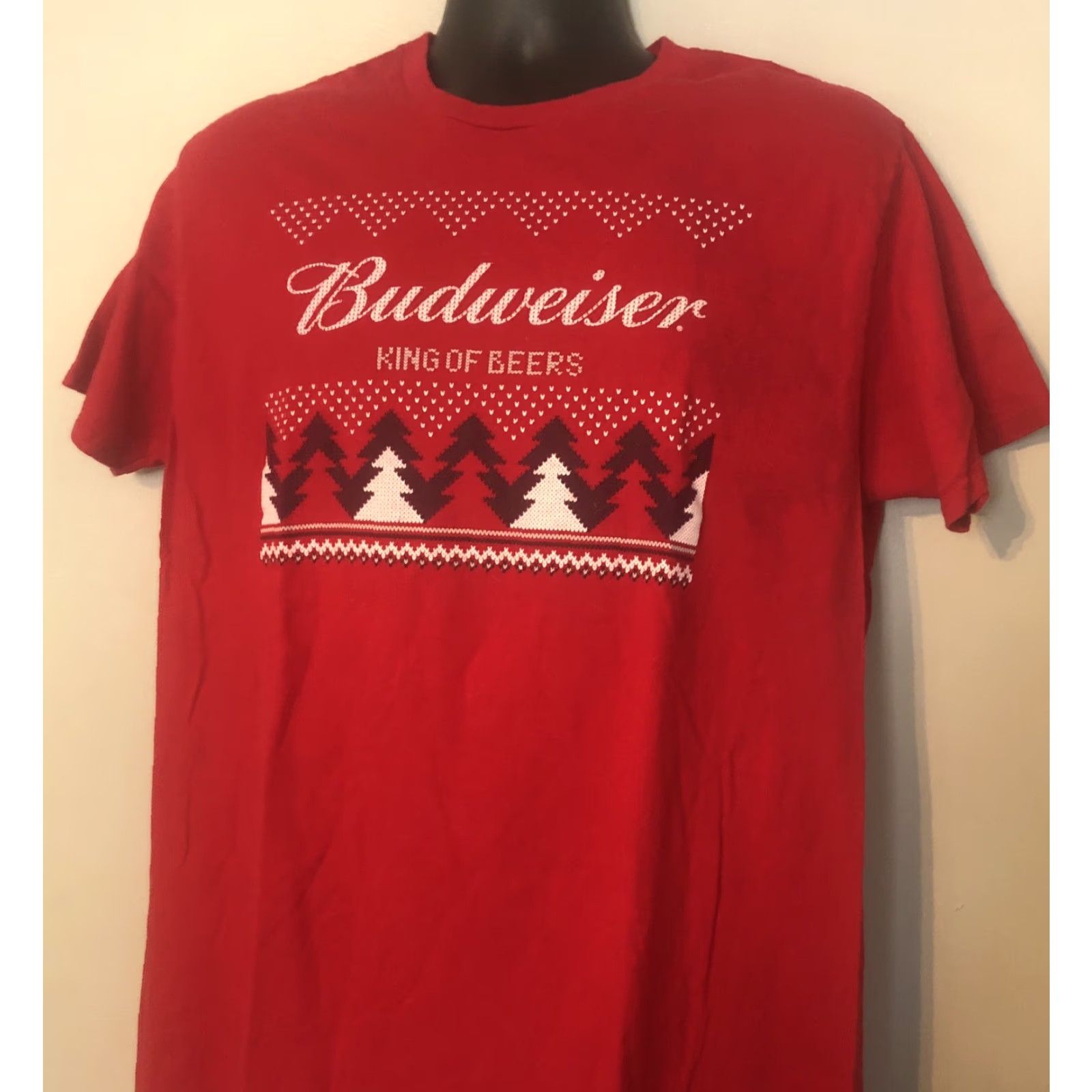 Hanes Hanes T-Shirt XL Red Budweiser King Of Beers Beer Christmas Holiday Crew Neck Short Sleeve Knit Cotton Logo Size US XL / EU 56 / 4 - 2 Thumbnail