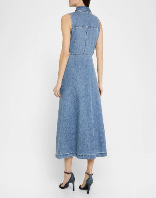 Veronica Beard Veronica Beard Jeans Fuller Denim Midi Dress Starlight ( 0 ) Size XS / US 0-2 / IT 36-38 - 5 Thumbnail