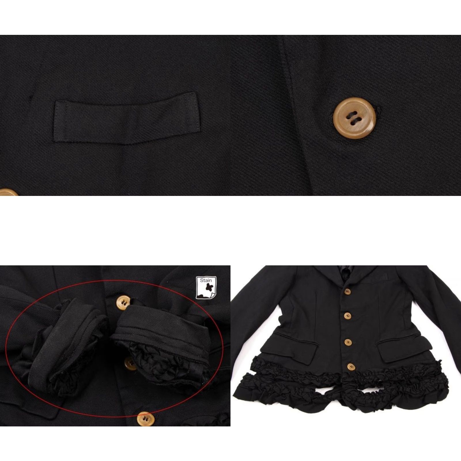 Comme des Garcons Girl VINTAGE Comme Des Garcons Black Frilled Jacket AD2008 Women S Jacket Mid-Length Black Frilled Handbag collar? Size S / US 4 / IT 40 - 8 Thumbnail