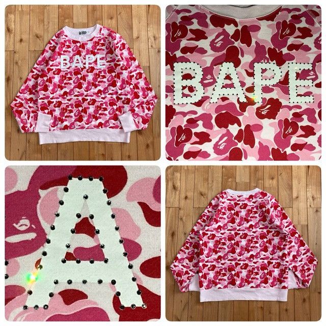 Bape ABC CAMO PINK BAPE LOGO CRYSTAL STONE Sweat shirt APE Size US L / EU 52-54 / 3 - 1 Thumbnail
