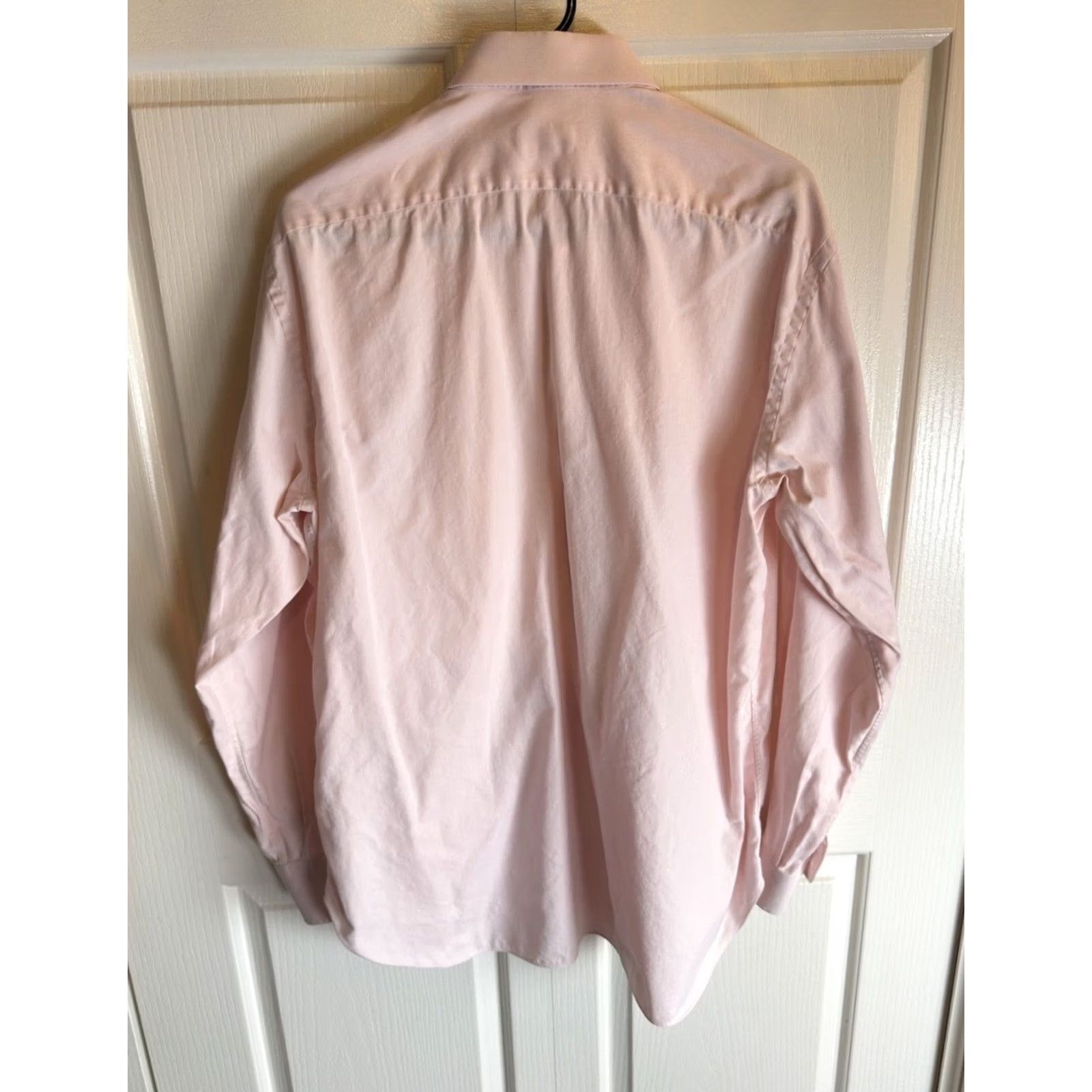 Brioni VINTAGE Brioni Herringbone Pink Dress Shirt Mens 42 16 1/2 100% Cotton Italy FLAW Size 42R - 3 Thumbnail