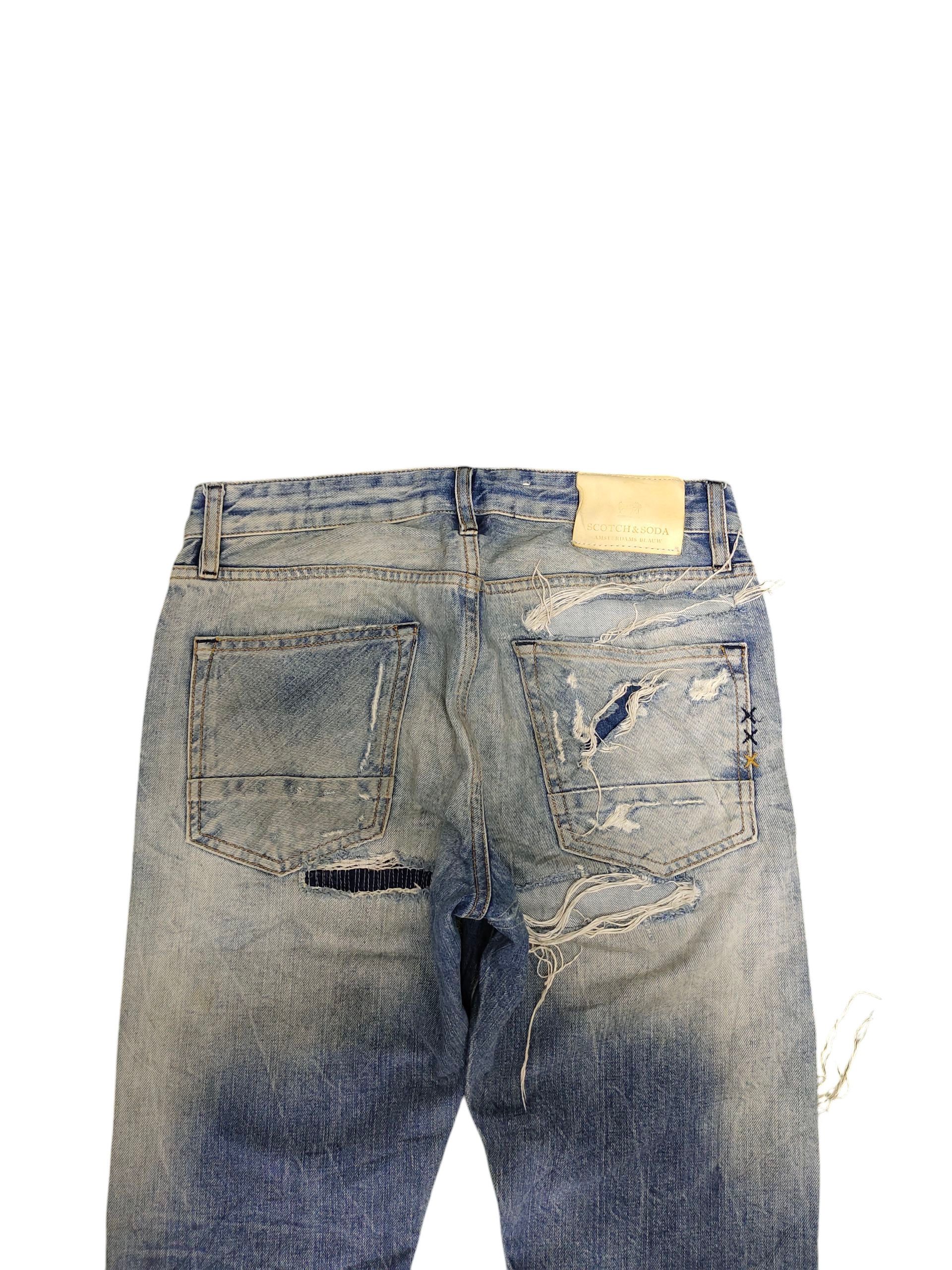 Scotch & Soda Vintage Y2k Scotch & Soda Clawmark Distress Faded Jeans Size US 30 / EU 46 - 9 Thumbnail