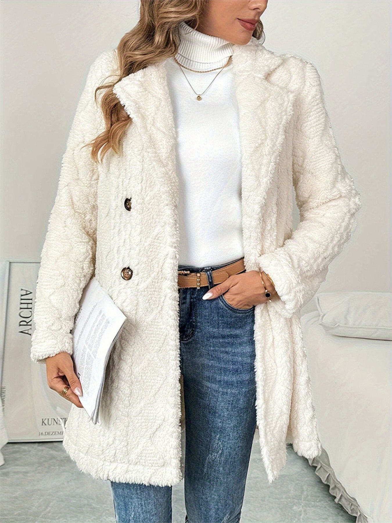 Other Fleece Double-Breasted Longline Coat Size XL / US 12-14 / IT 48-50 - 4 Thumbnail