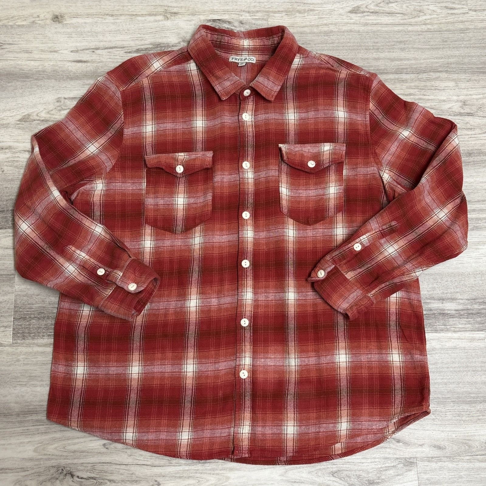 Frye Frye Shadow Plaid Shirt Mens Size 3XL Rust Red Flannel Long Size US XXL / EU 58 / 5 - 4 Thumbnail