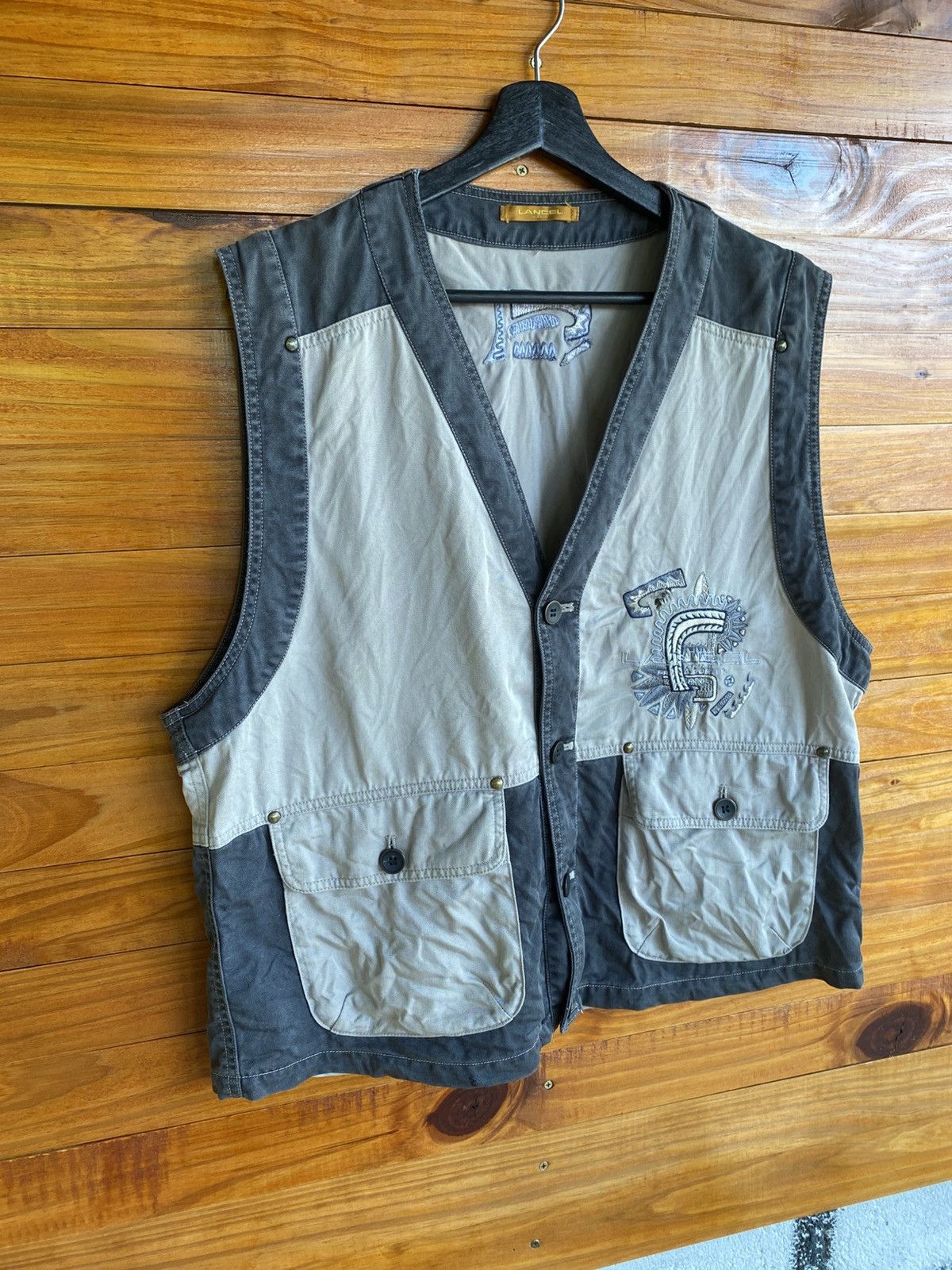 Lancel Vintage Lancel Paris TwoTone Utility Vest Embroidered Native Size US XL / EU 56 / 4 - 5 Thumbnail