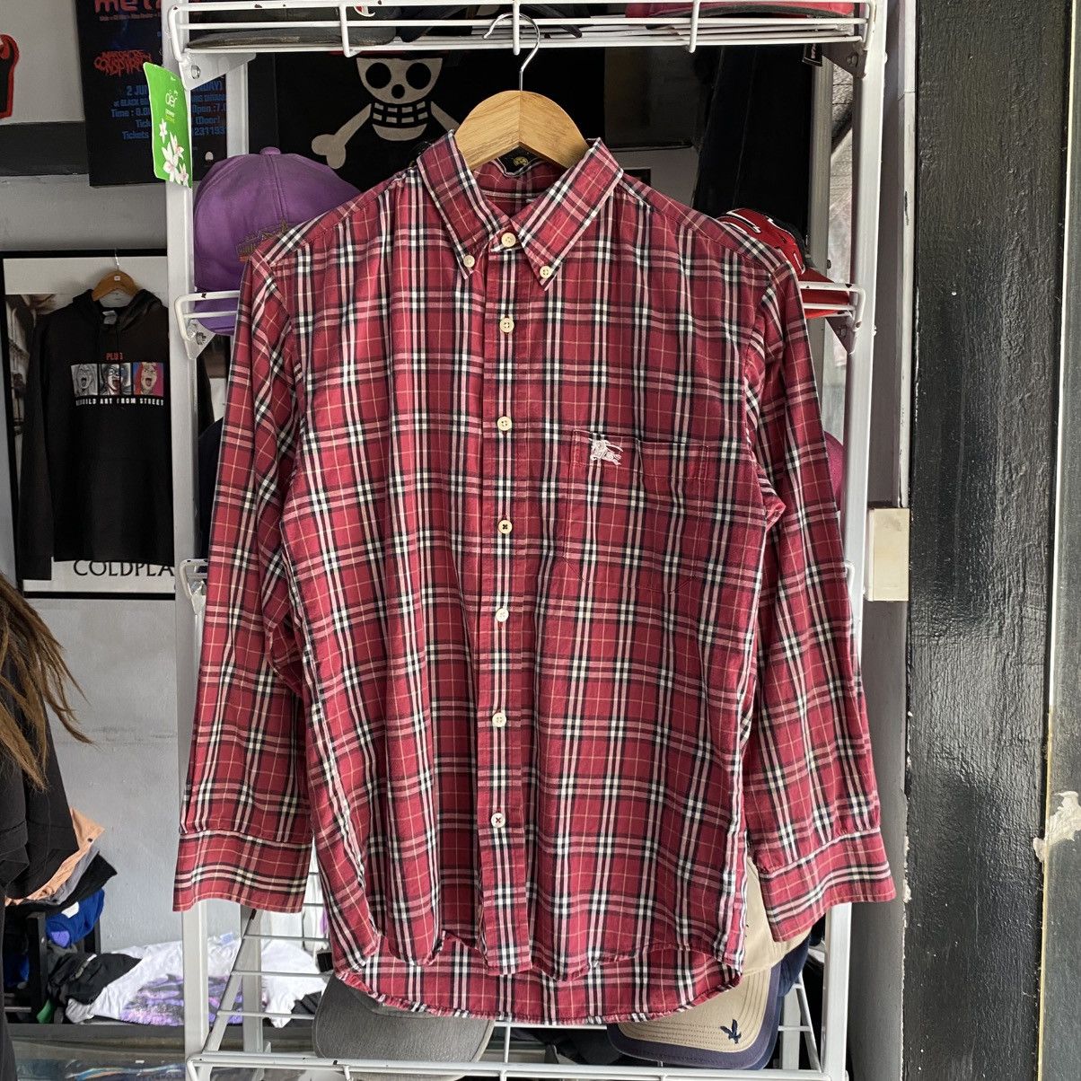 Burberry × Vintage Burberry Nova Check Light Maroon Shirt Button UP Size M Size US M / EU 48-50 / 2 - 1 Thumbnail