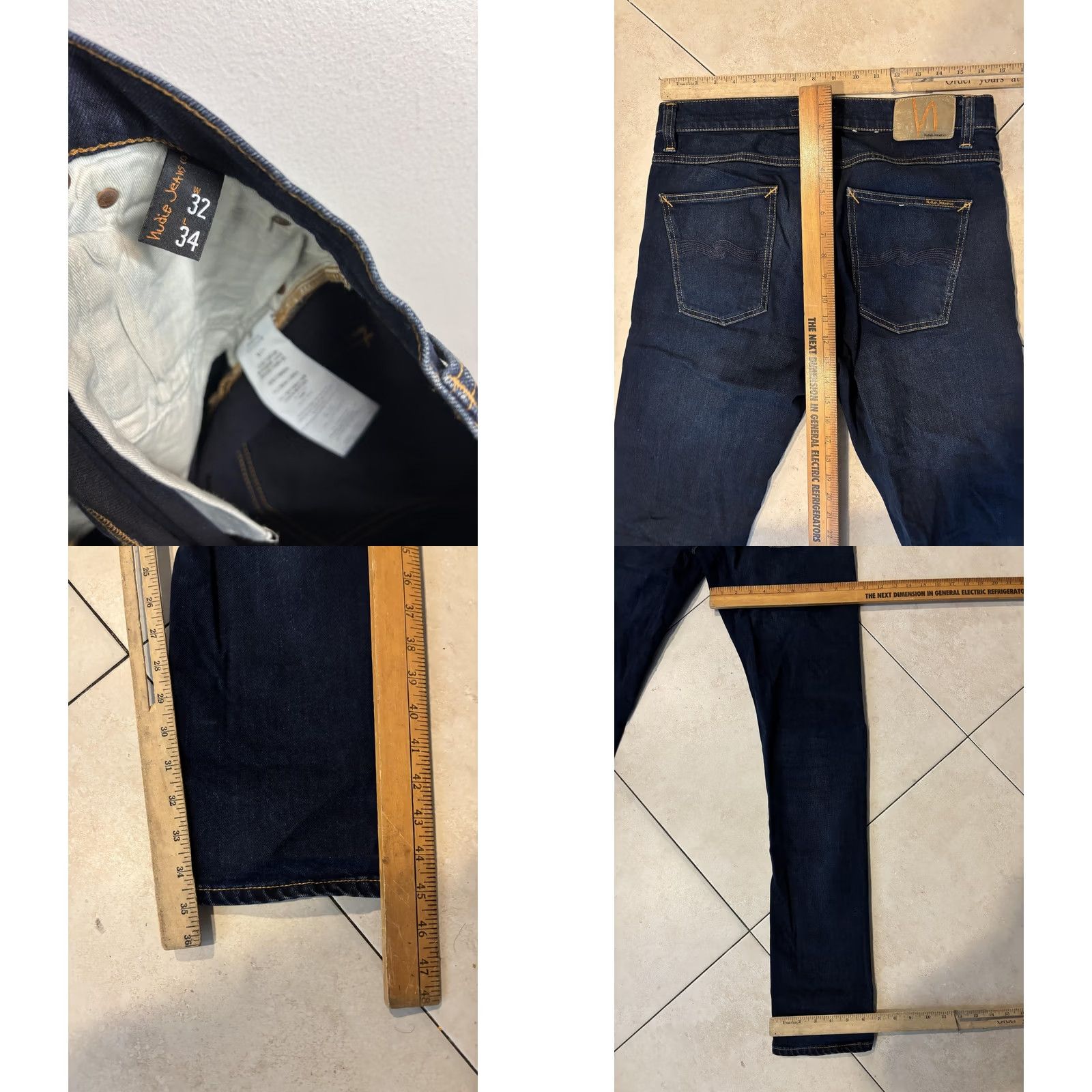 Nudie Jeans Nudie Jeans Co Jeans Mens 32x34 Blue Denim Slim Fit Tapered Dark Wash Faded Jeans Size US 32 / EU 48 - 8 Thumbnail