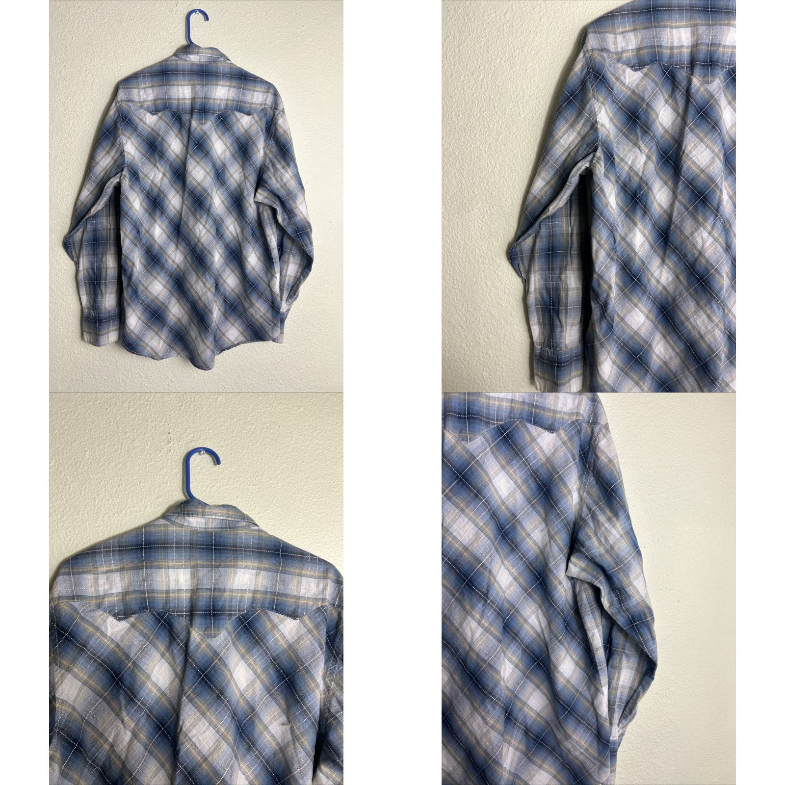 Roper VINTAGE Roper Shirt Plaid Blue Long Sleeve XL Mens Cotton Pearl Snap Button-Up Size US XL / EU 56 / 4 - 9 Thumbnail