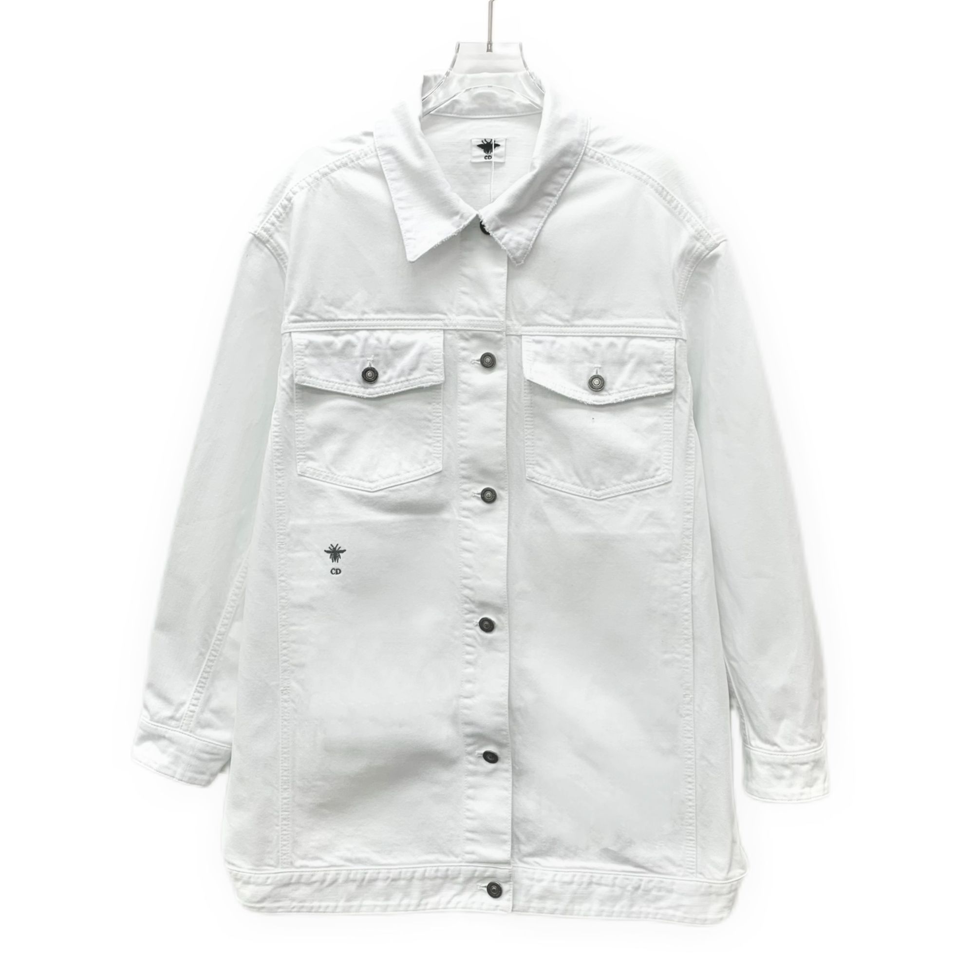 Dior Christian Dior White Logo Bee Embroidered Cotton Denim Jacke Size XS / US 0-2 / IT 36-38 - 1 Thumbnail