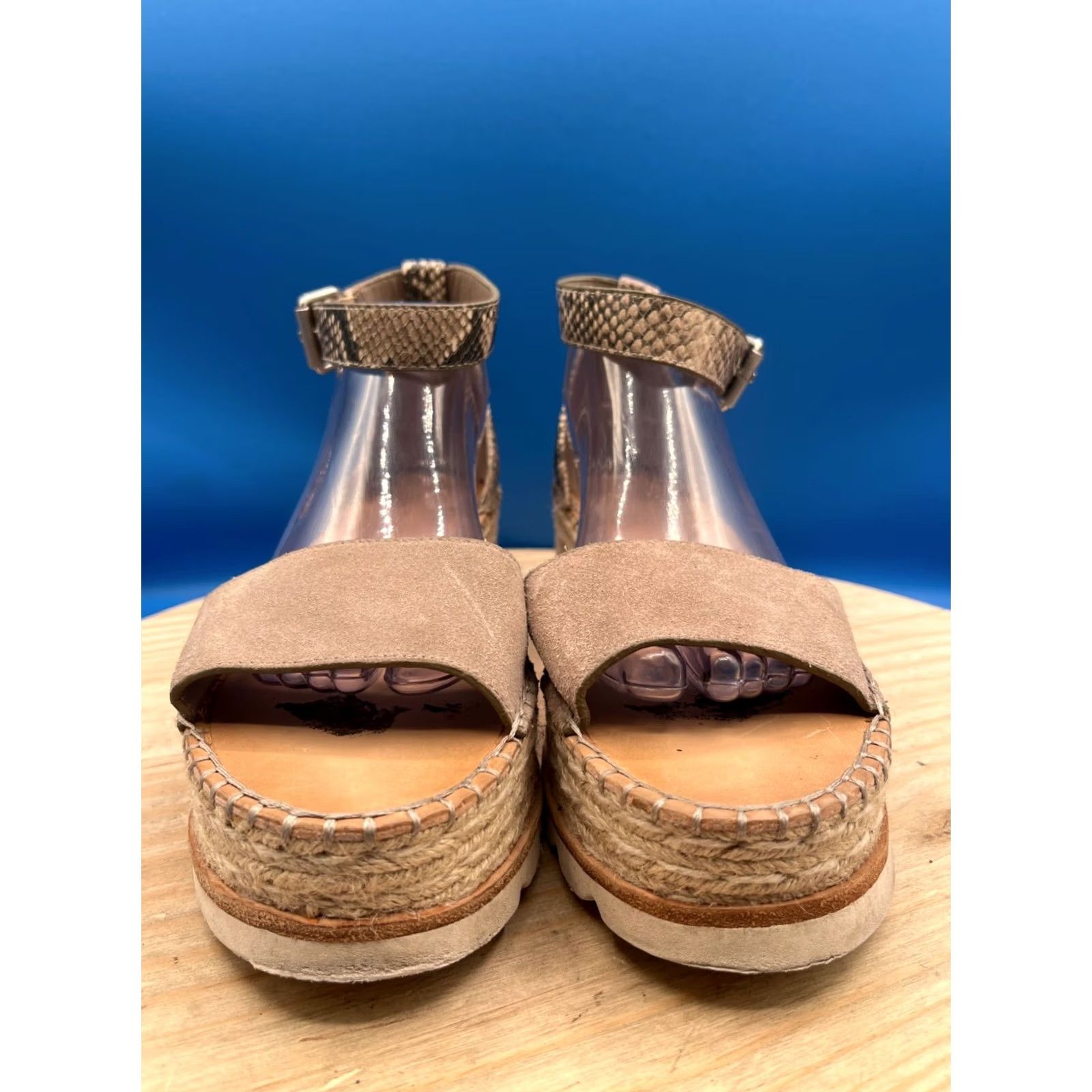 Dolce Vita Dolce Vita Sandals Womens 10 Espadrille Brown Suede Snake Print Open Toe Wedge Size US 8 / IT 38 - 4 Thumbnail