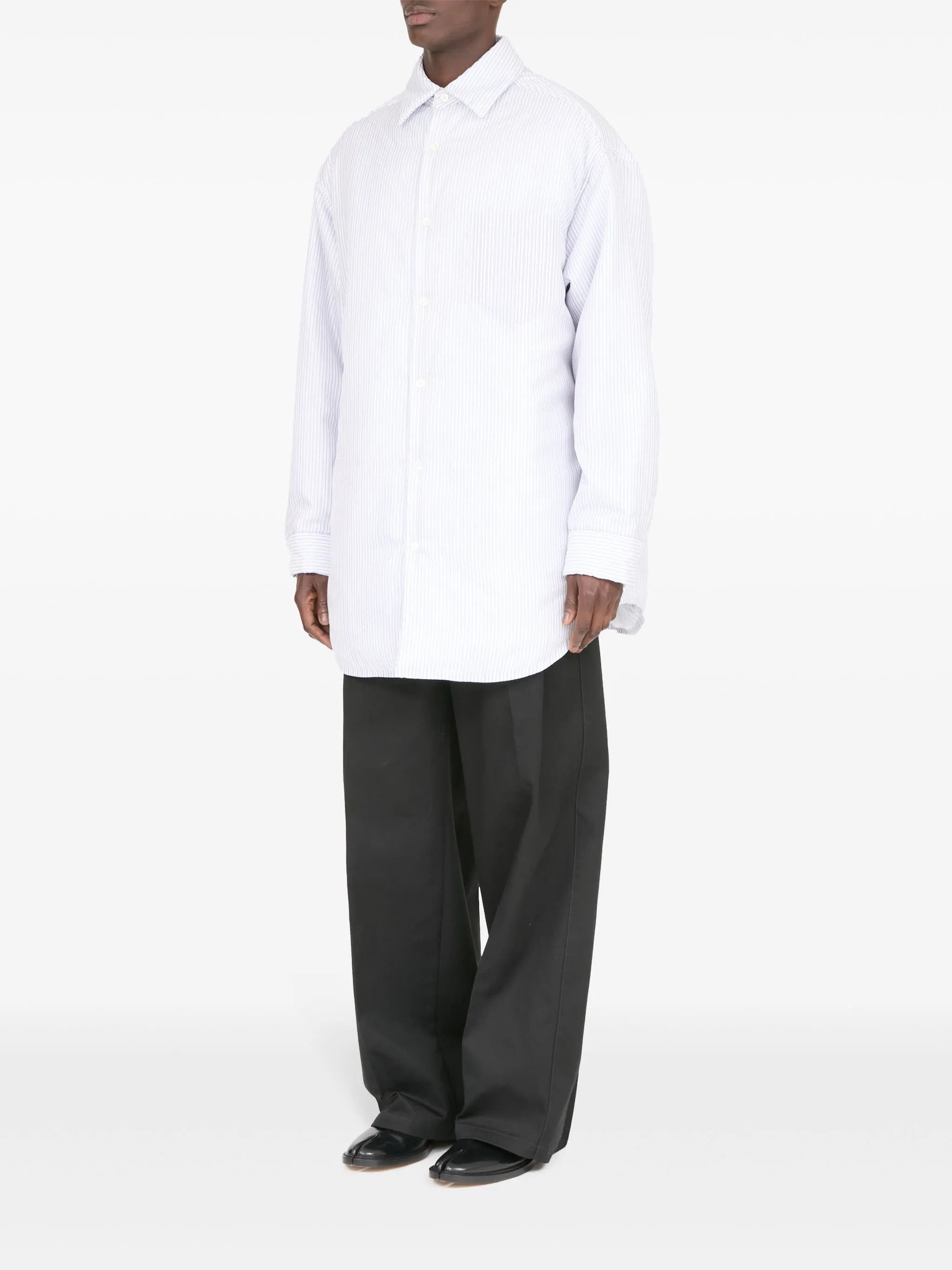 Maison Margiela oc11z0925 Stripe Print Poplin Shirt in White Size US L / EU 52-54 / 3 - 6 Thumbnail