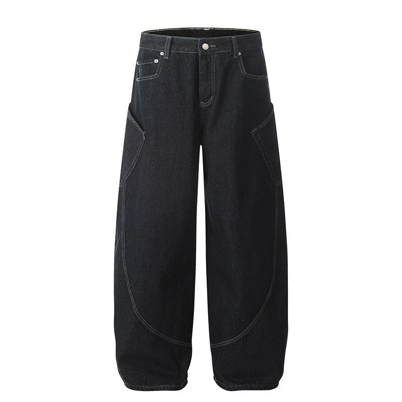 Men's street patchwork multi-pocket scimitar jeans Y2K
