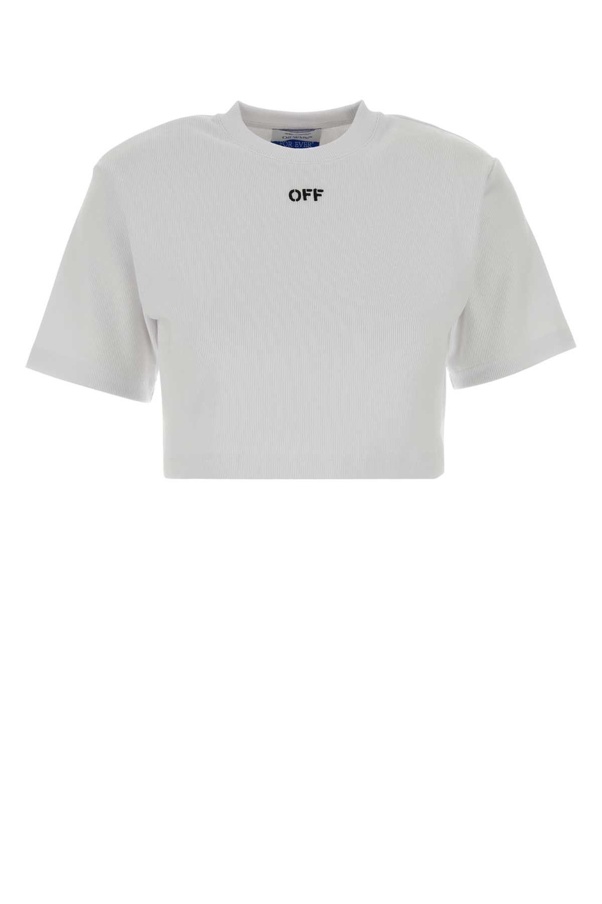 Off-White White Stretch Cotton T-Shirt Size XS / US 0-2 / IT 36-38 - 1 Thumbnail