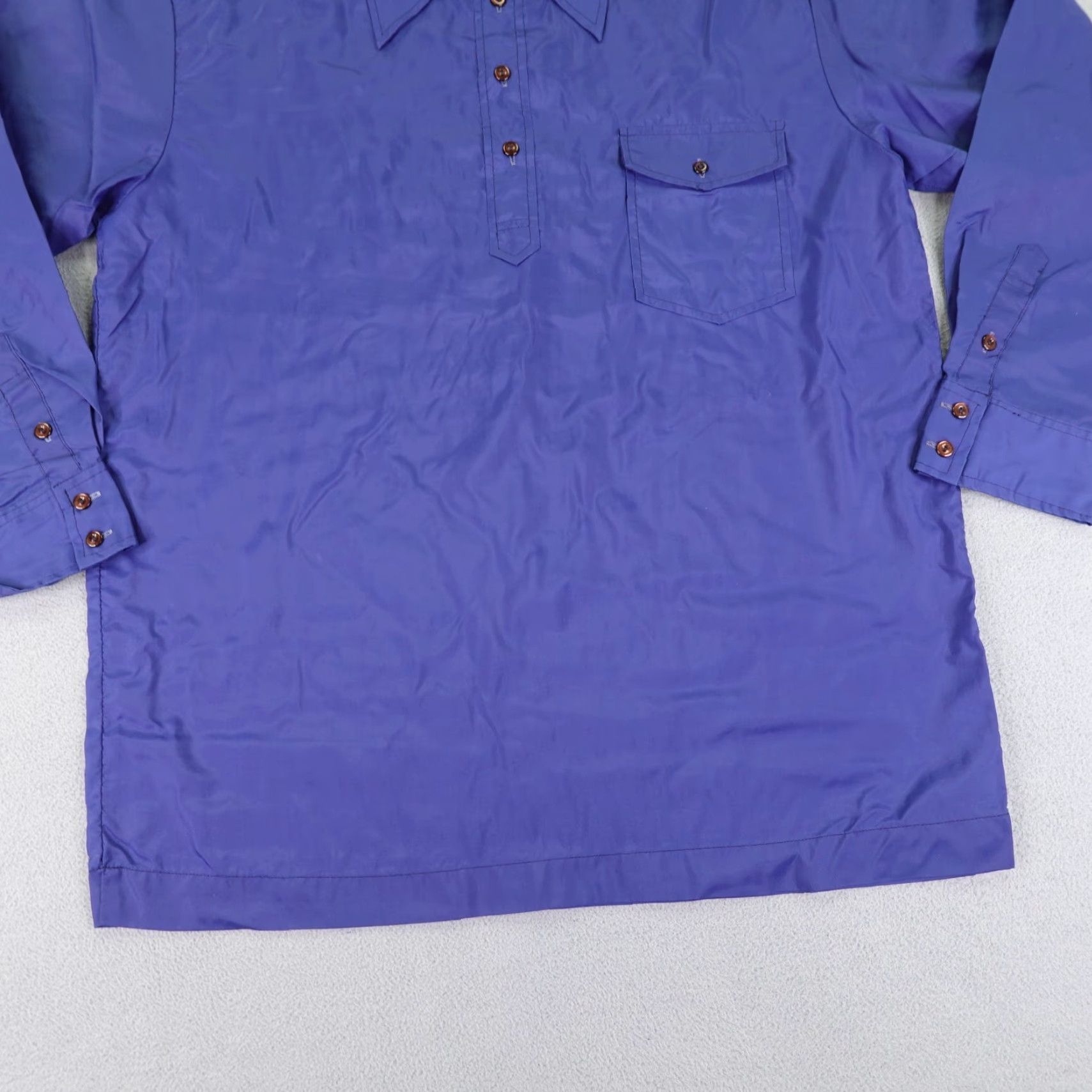 Obermeyer VINTAGE Obermeyer Windshirt Shirt Mens Large Blue Nylon 70s Japan Made Collared Button-Up Lightweight Windbreaker Mens Size US L / EU 52-54 / 3 - 4 Thumbnail