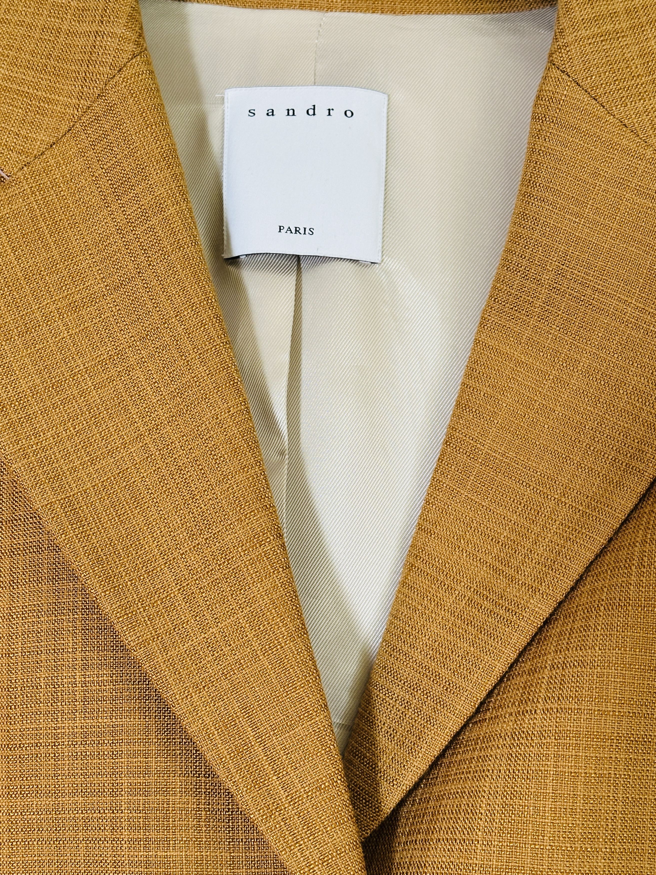 Sandro Mustard Yellow Single Breasted Blazer Size XS / US 0-2 / IT 36-38 - 4 Thumbnail