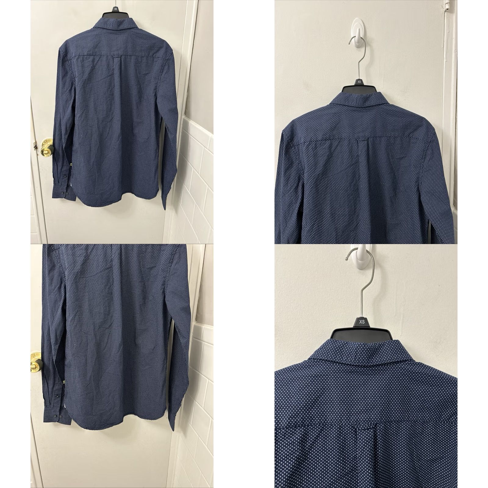 Denime DENIM & FLOWER Shirt Mens Small Blue Geometric Slim Button Down L/S Size US S / EU 44-46 / 1 - 8 Thumbnail