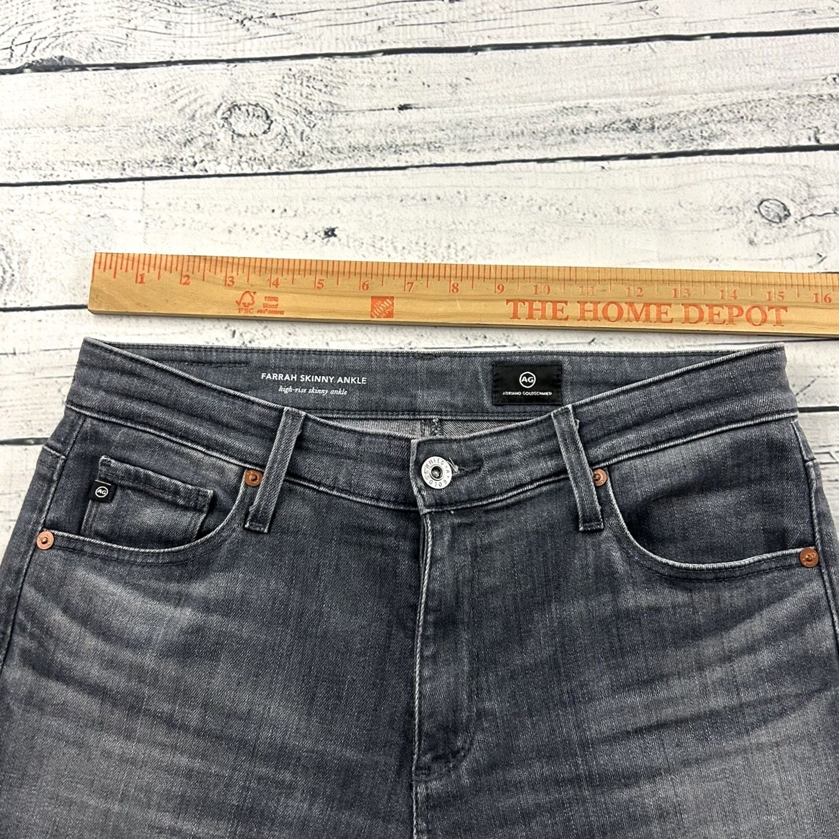 Vintage AG Adriano Goldschmied Farrah High Skinny Ankle Denim Gray Wash Jeans Women's 28 Size 28" / US 6 / IT 42 - 7 Thumbnail