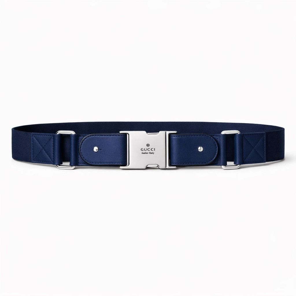 Gucci Gucci Web Canvas Black Leather Silver D Ring Buckle Belt men Size ONE SIZE - 1 Thumbnail