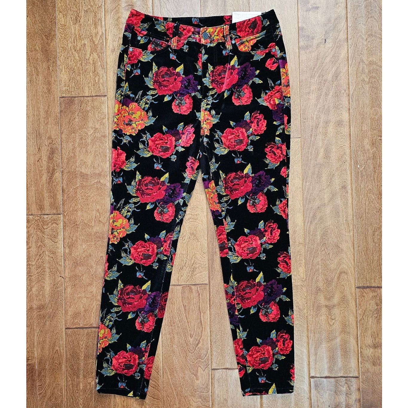 Soft Surroundings Soft Surroundings Velvet Roses Skinny Ankle Missy Pants 8 Size 30" / US 8 / IT 44 - 2 Thumbnail