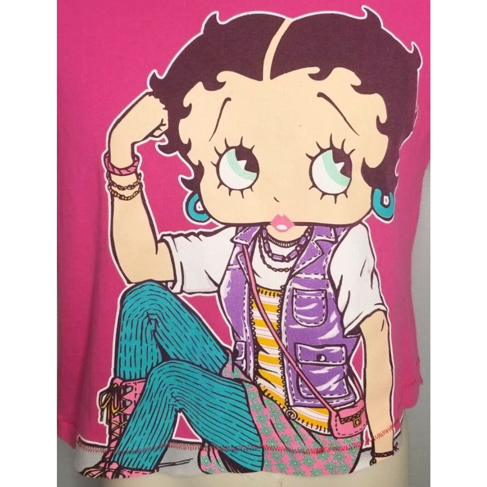 Vintage VINTAGE Betty Boop Graphic T Shirt Crop Top Pink Women's XL Size XL / US 12-14 / IT 48-50 - 2 Thumbnail