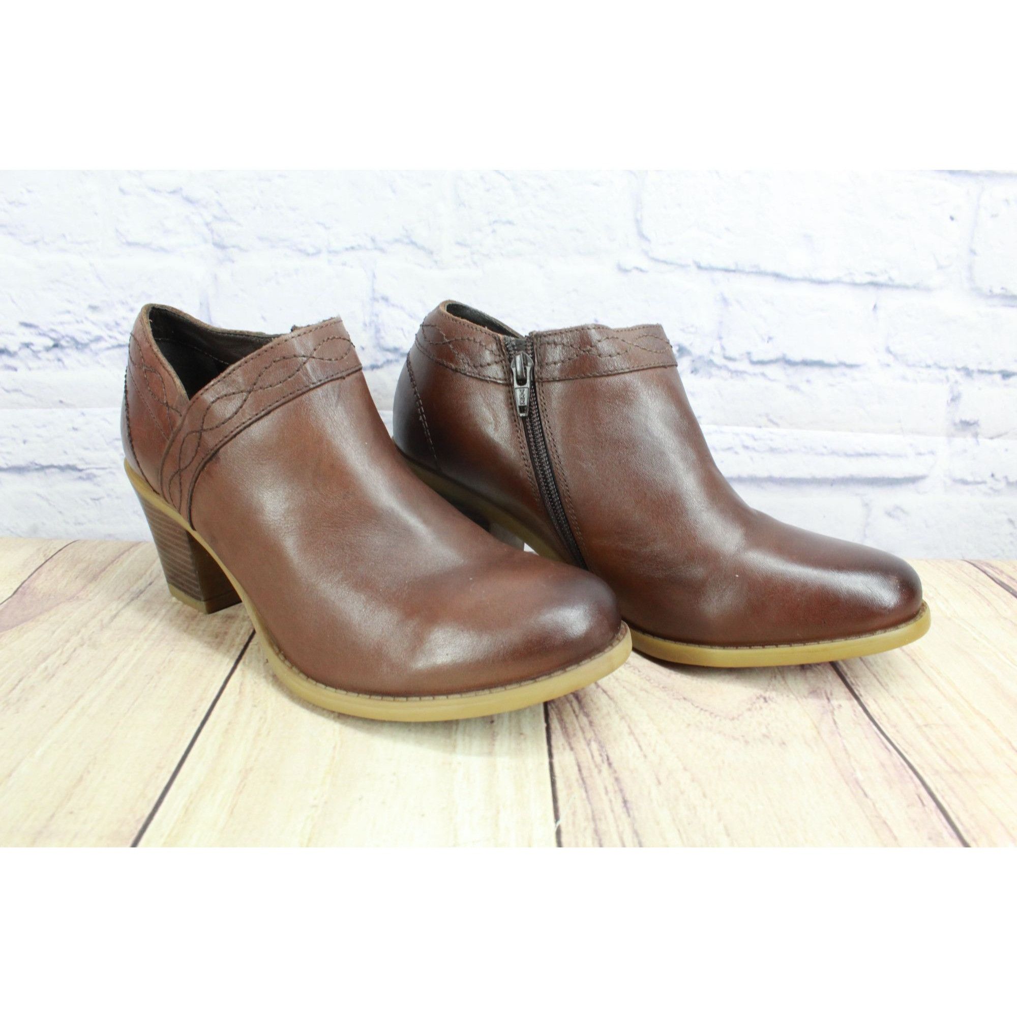 Other Earth Side Zip Notched Heel Brown Leather Ankle Bootie Women Size US 9.5 / IT 39.5 - 2 Thumbnail