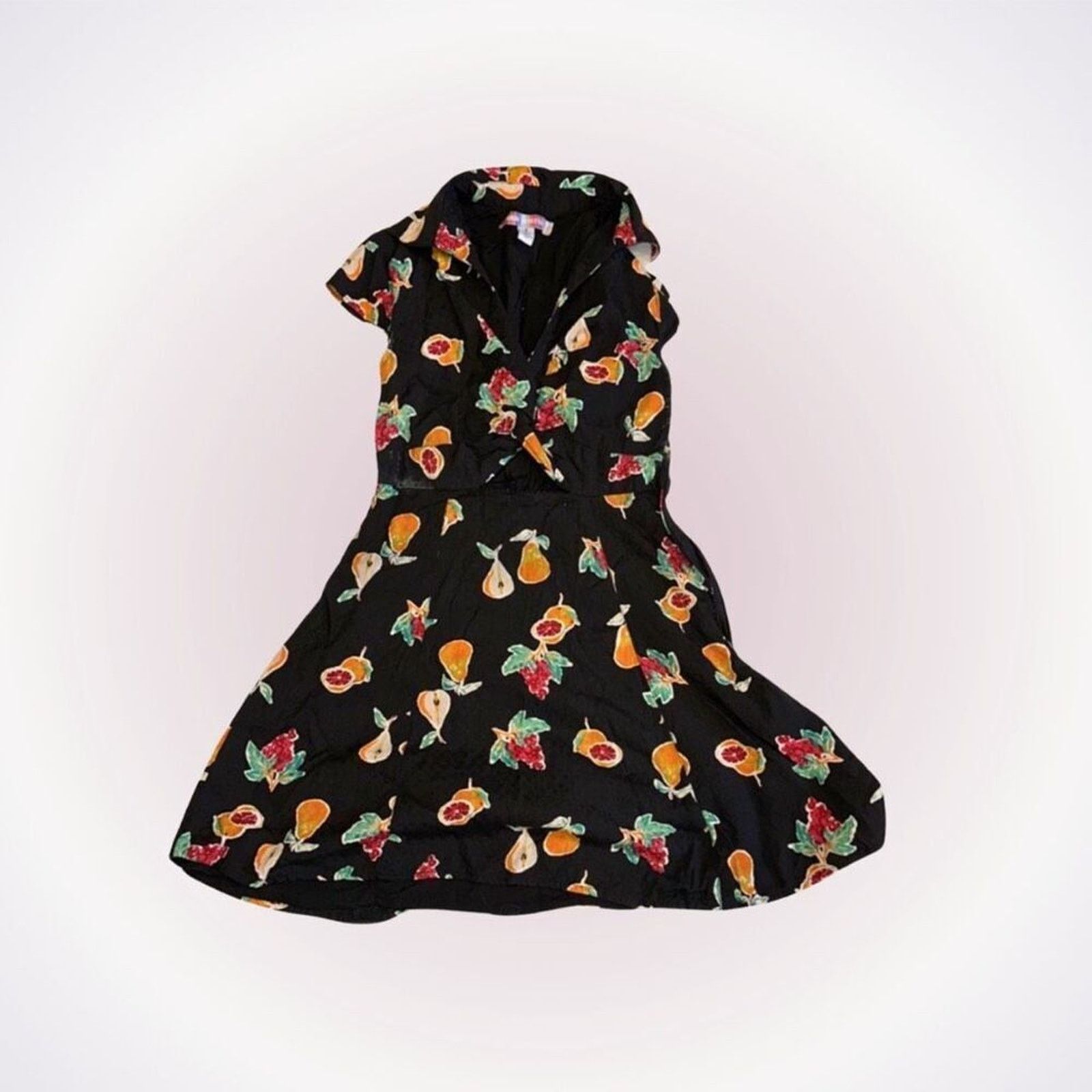 Urban Outfitters Urban Outfitters Fruits Print Black Collared Dress | Sz S Size S / US 4 / IT 40 - 1 Thumbnail