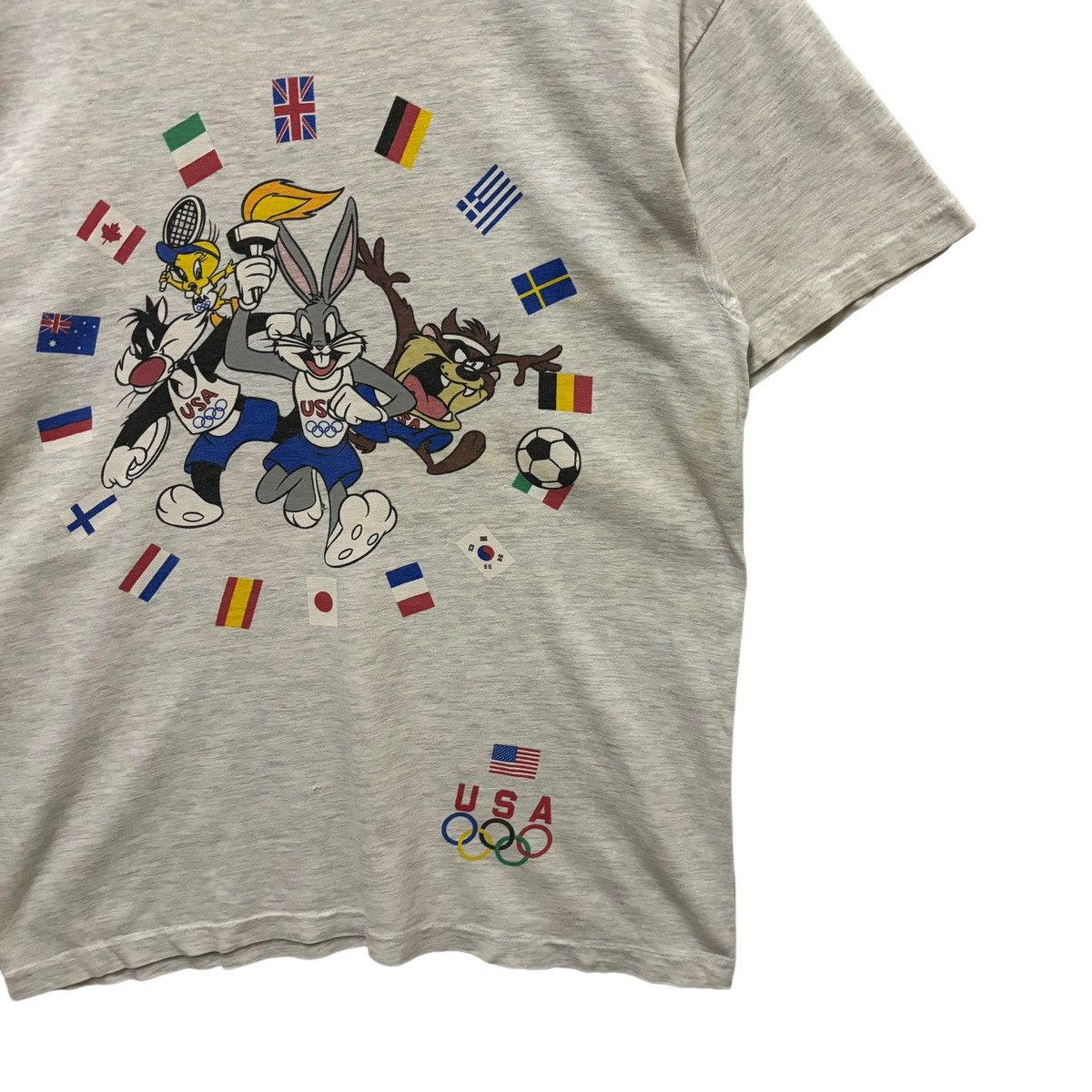 USA Olympics × Vintage × Warner Bros Vintage Warner Bross Cartoon Rip Off Usa Olympic Tshirt Size US M / EU 48-50 / 2 - 4 Thumbnail