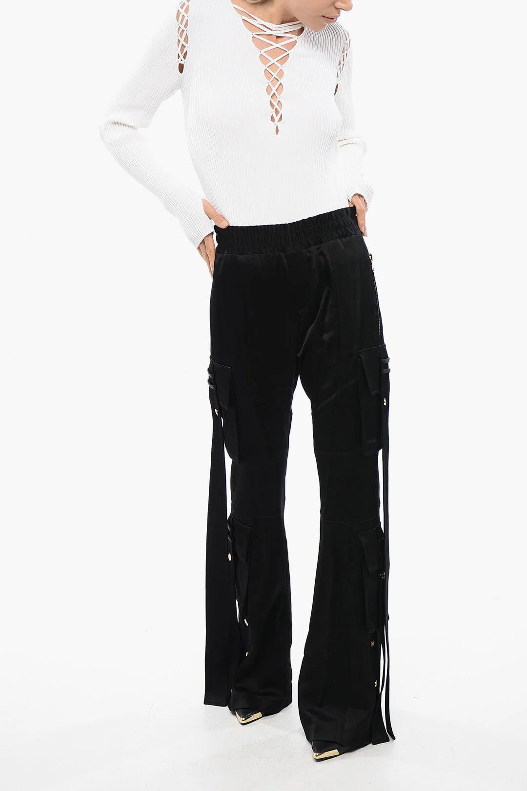 Balmain og1mm0326 Satin Cargo Pant in Black Size 38" / US 16 / IT 52 - 4 Thumbnail
