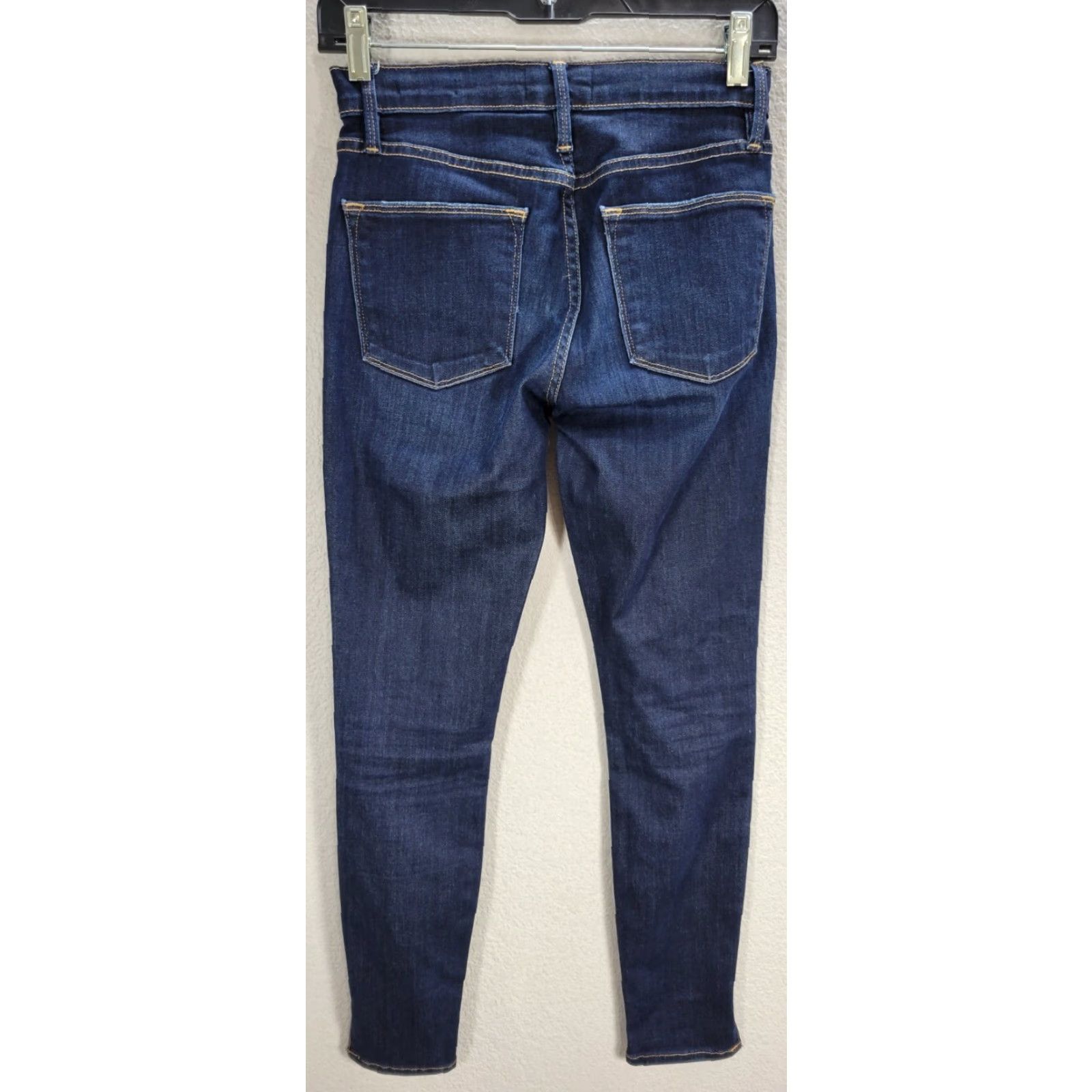Frame FRAME Women's Jeans Le High Skinny Blue Ankle Slit Dark Wash Mid Rise 24 Size 42" / US 20 - 6 Thumbnail