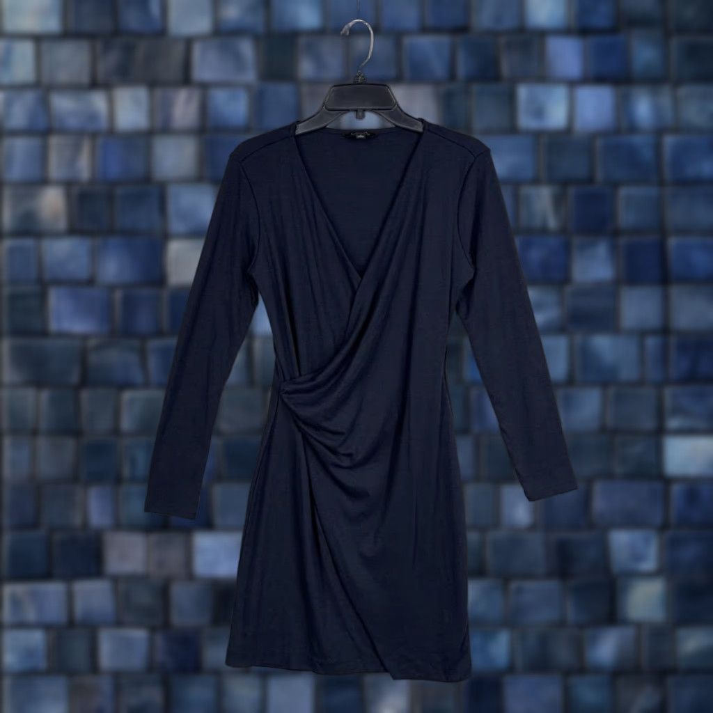 Banana Republic Banana Republic Dress Womens Small Blue Long Sleeve Twist Front Wrap Sheath Dress Size S / US 4 / IT 40 - 1 Thumbnail