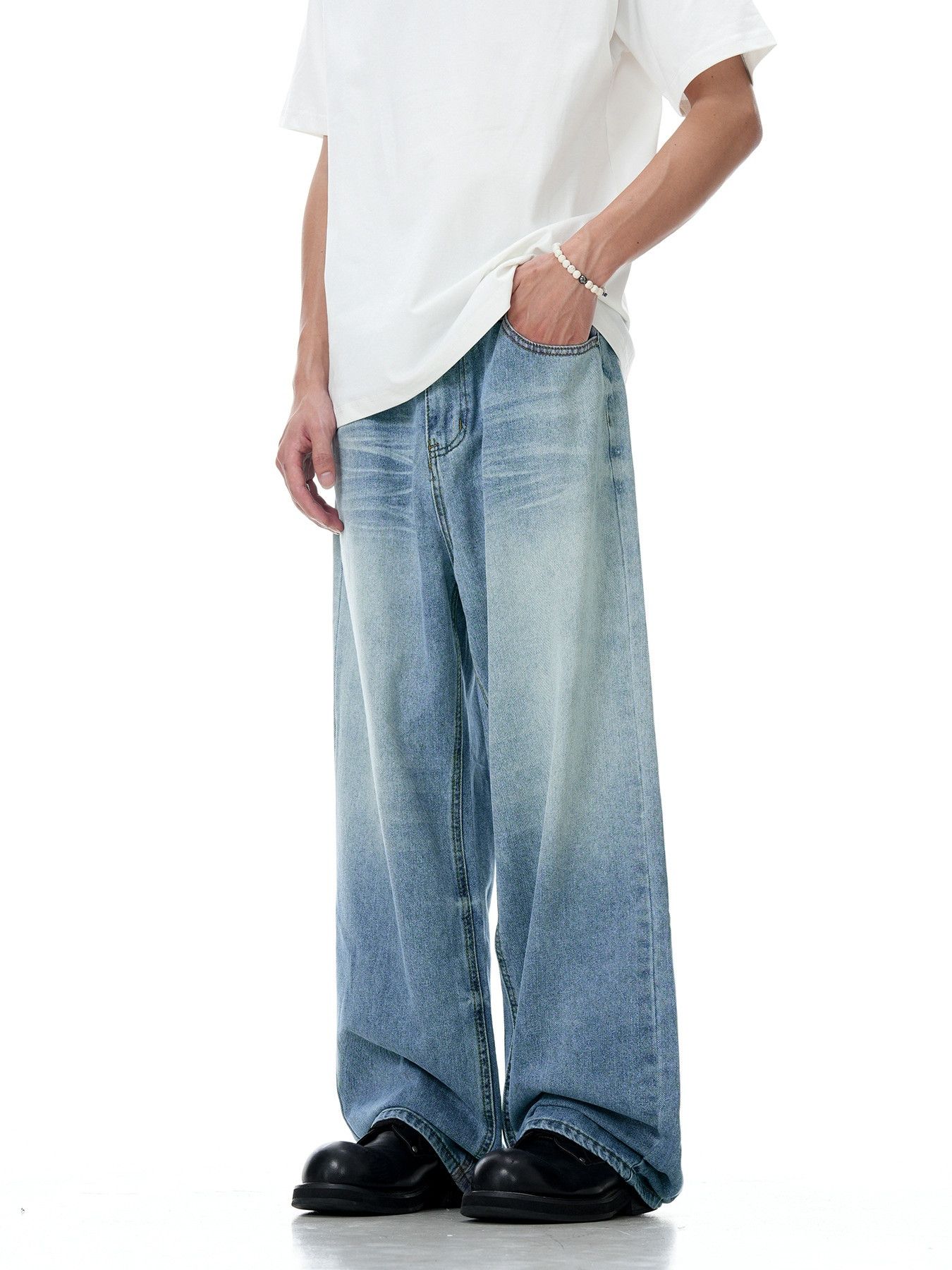 Jean Men's Washed Retro Clean-Fit Casual Jeans Size US 32 / EU 48 - 2 Thumbnail