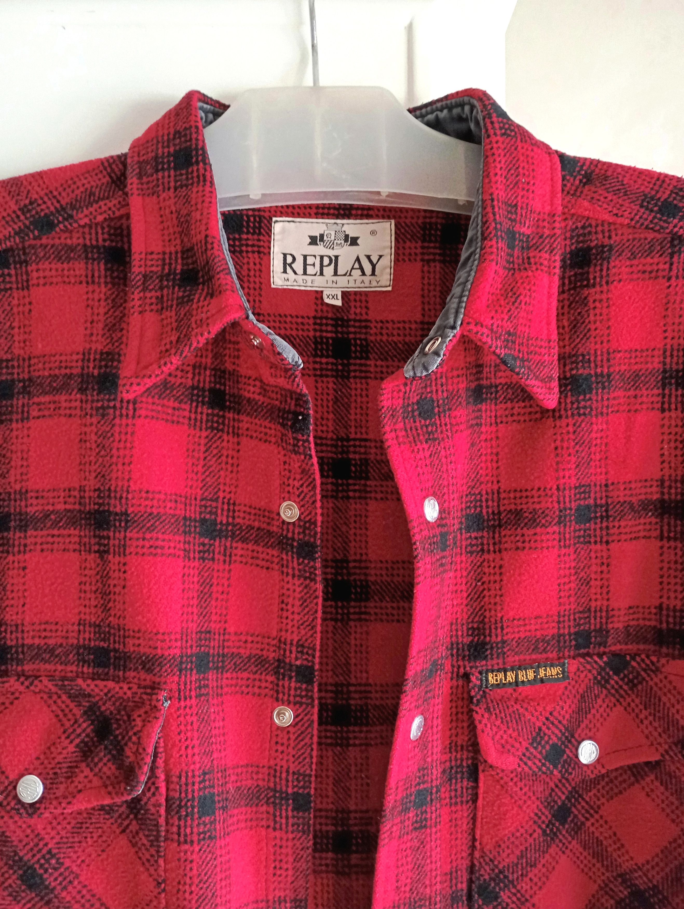 Replay × Vintage Replay 90s Italien Designer Flannel Chekered Shirt Size US XXL / EU 58 / 5 - 13 Thumbnail