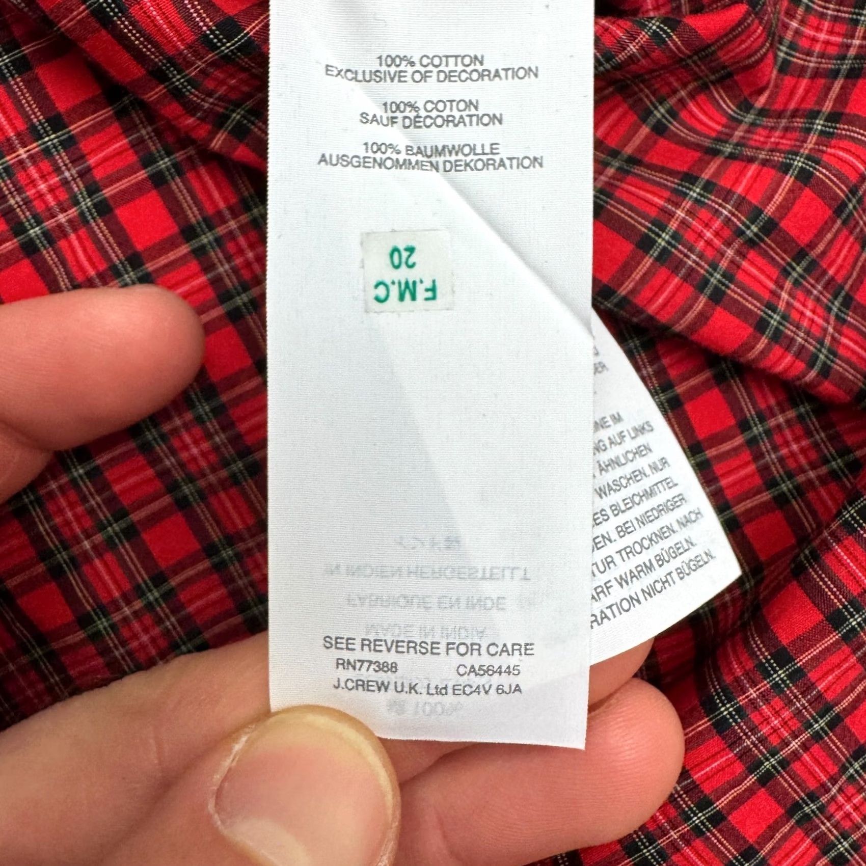 J.Crew J.Crew Button-Up Shirt Womens 12 Red Plaid Beaded Embroidered Tartan Cotton Long Sleeve Size XL / US 12-14 / IT 48-50 - 7 Thumbnail