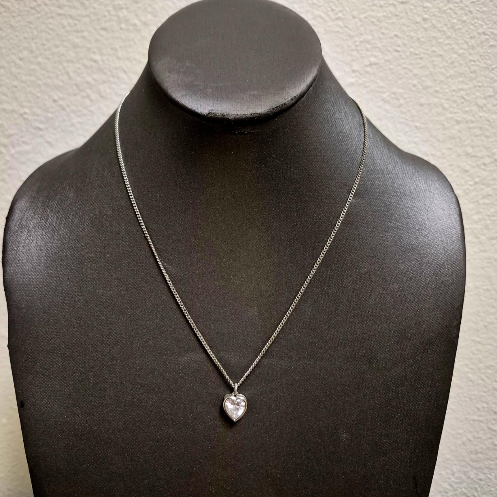 Givenchy Givenchy Silver-Tone Cubic Zirconia Heart Pendant Necklace Size ONE SIZE - 2 Thumbnail