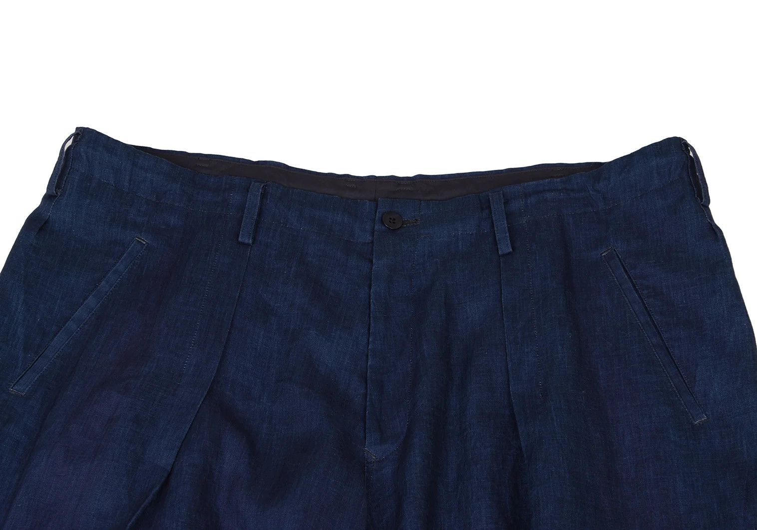 Yohji Yamamoto Yohji Yamamoto Indigo Linen Random Tuck Pants Size US 34 / EU 50 - 3 Thumbnail