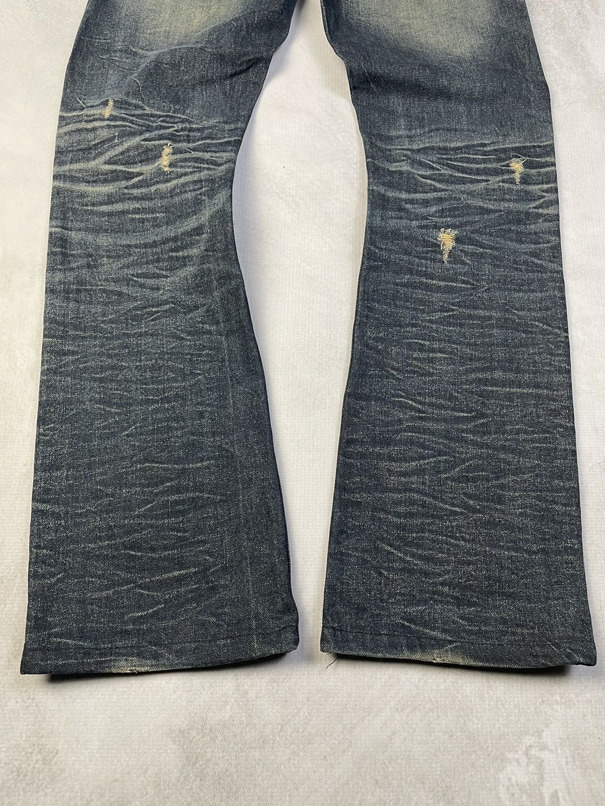 Tornado Mart 2000s CdP Vkei Style Pierced Flare Distressed Denim Size US 32 / EU 48 - 10 Thumbnail