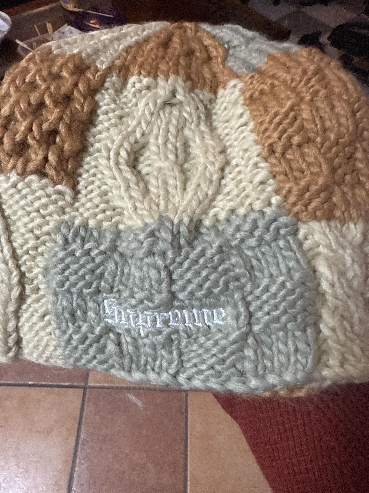 【ついに再販開始！】 Supreme Supreme block knit beanie (tan) | Grailed 帽子