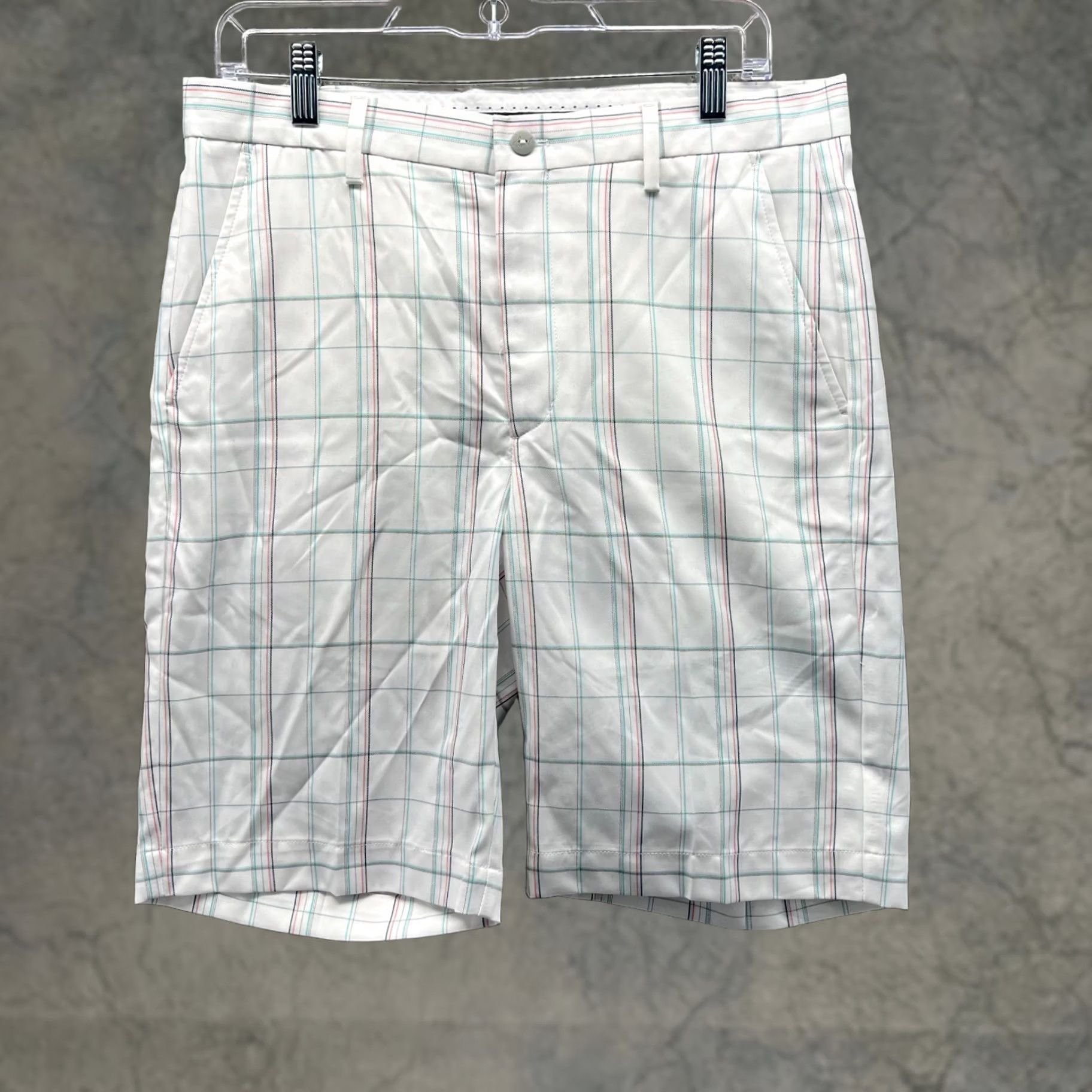 Vintage Greg Norman Shorts Mens 32 White Chino Flat Front Canvas Golf Golfer Glen Check Size US 32 / EU 48 - 1 Thumbnail