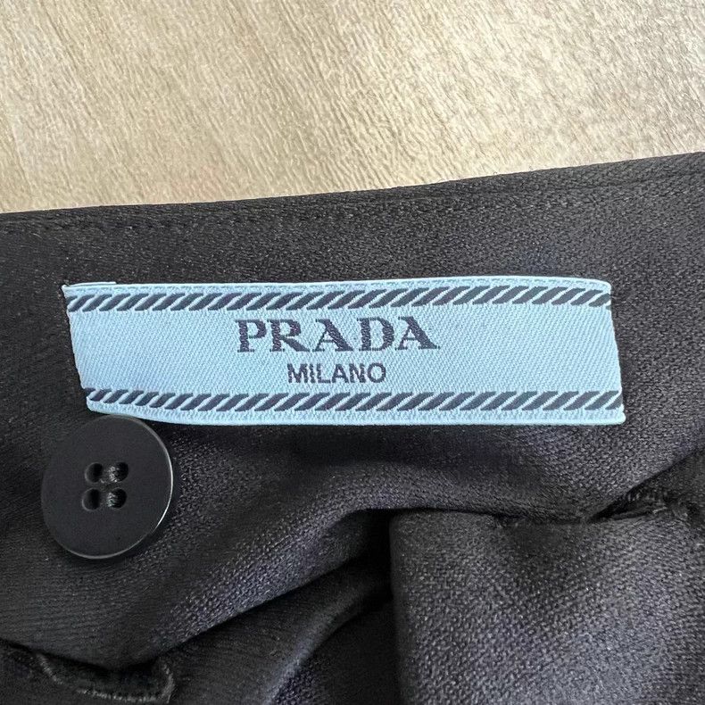 Prada Prada Black bow metal triangle mark strap skirt Size 26" / US 2 / IT 38 - 6 Thumbnail
