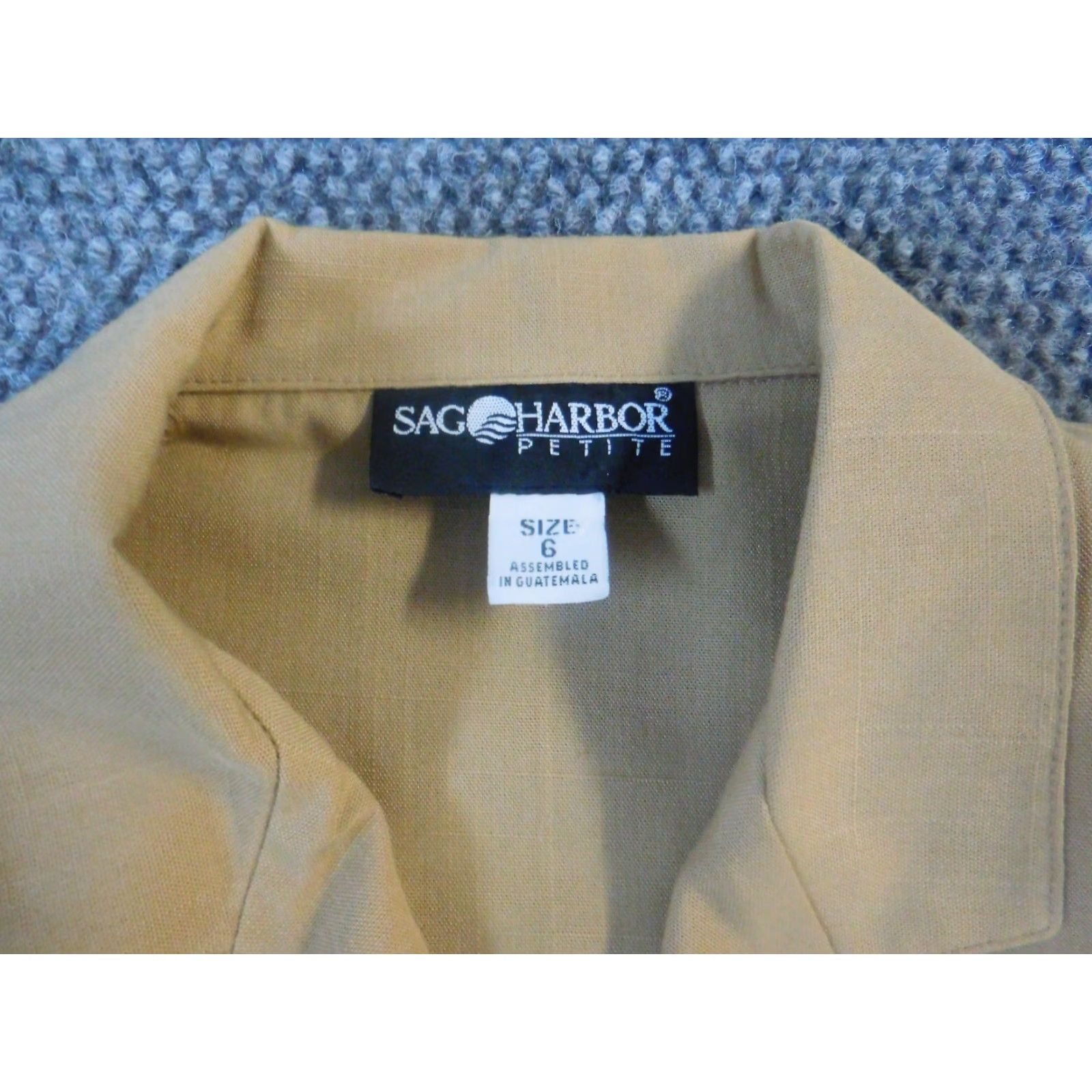 Vintage Sag Harbor Blazer Womens Jacket 6 Beige One Button Polyester Long Sleeve Lightweight Business Casual Fall Winter Size M / US 6-8 / IT 42-44 - 5 Thumbnail