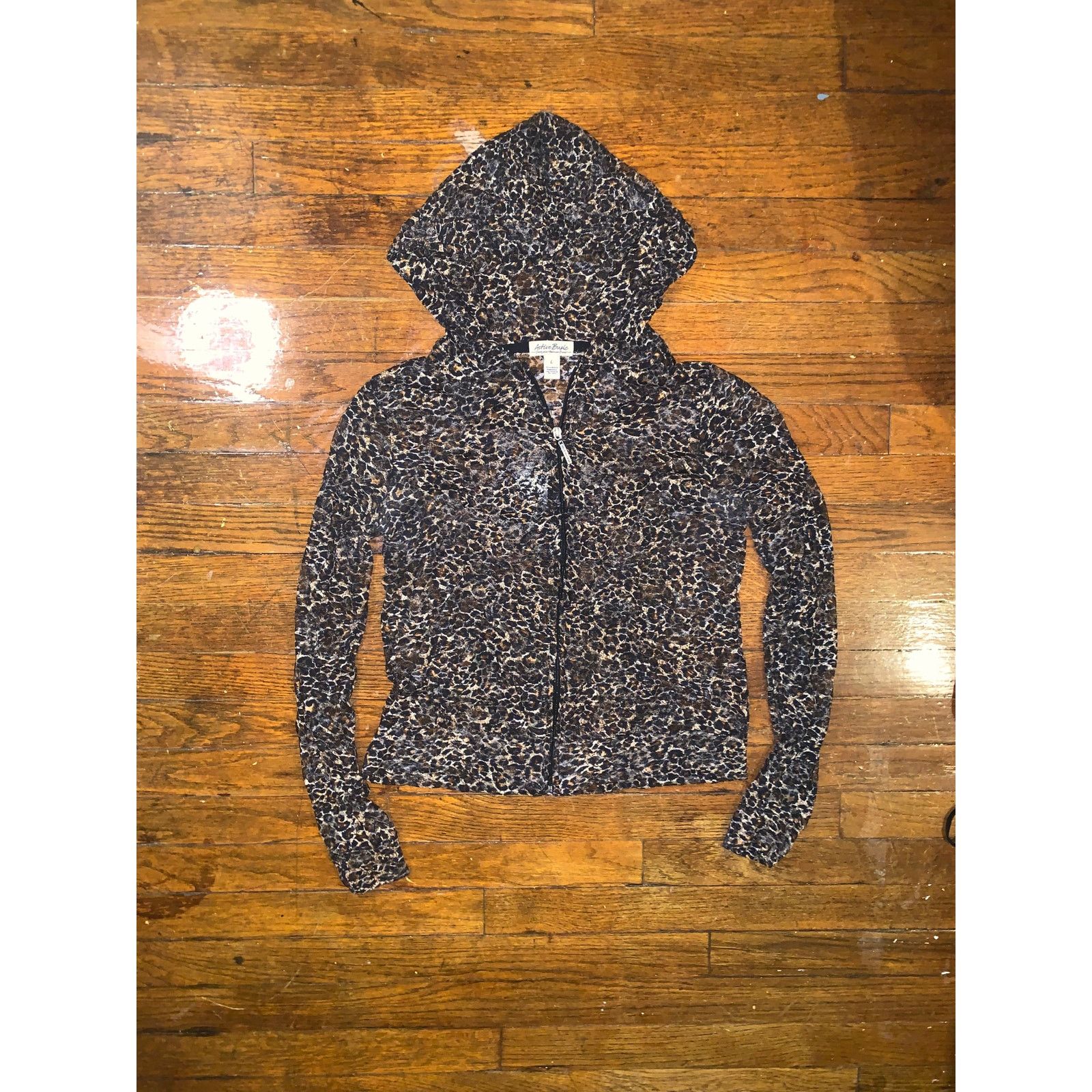 Other × Vintage Y2K Leopard Print Mesh Zip Hoodie Womens Large Sheer Size L / US 10 / IT 46 - 2 Thumbnail